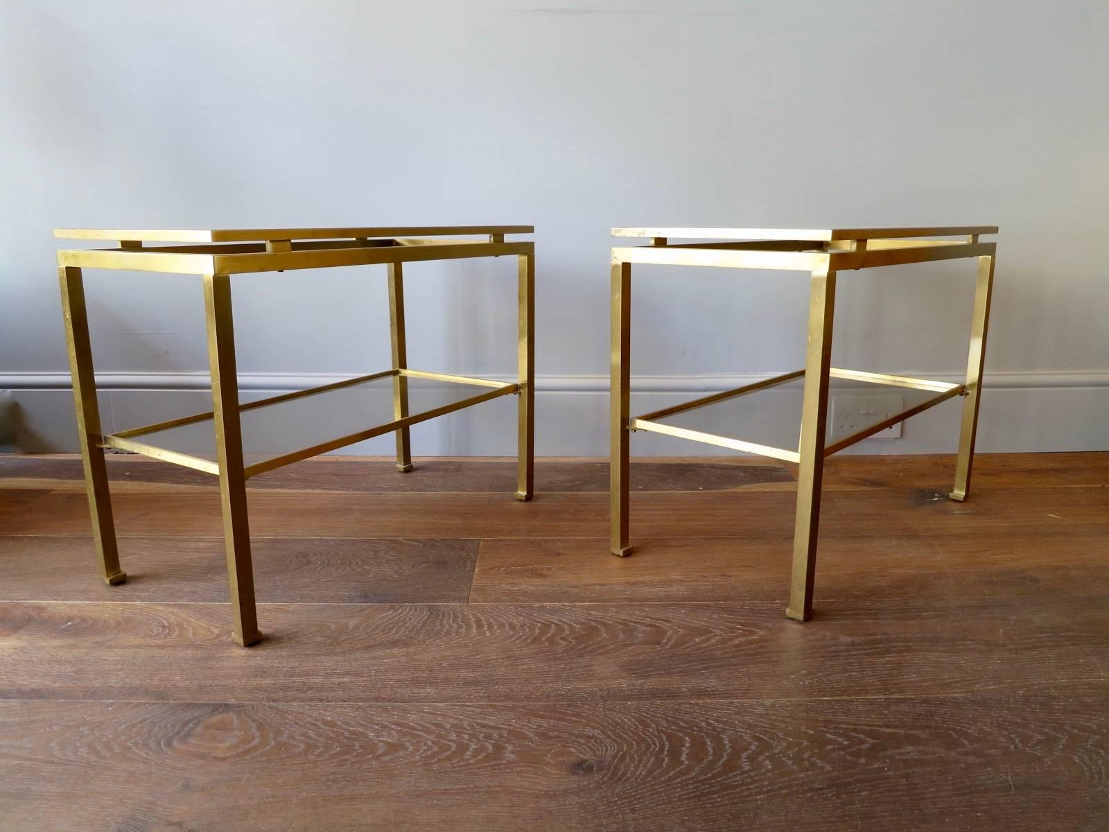 Pair of Brass Tables by Guy Lefevre for Maison Jansen 1