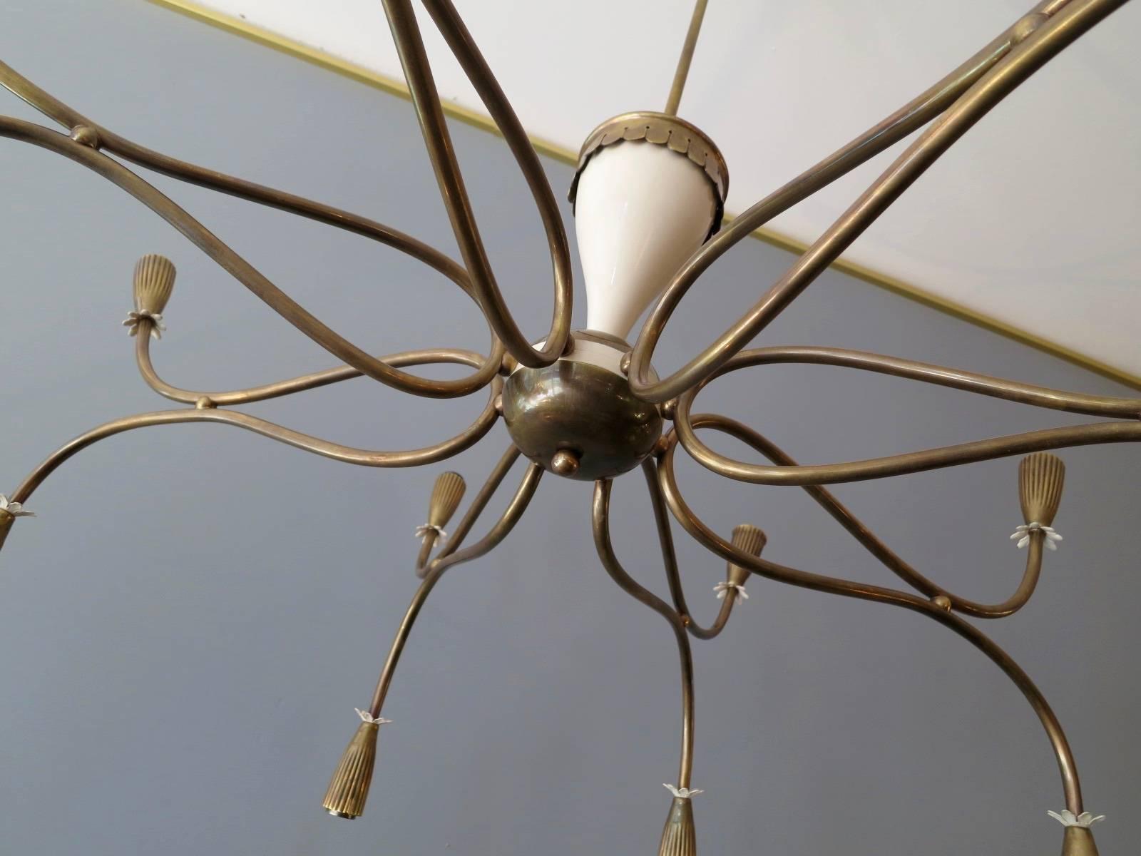 Brass Italian Mid-Century Chandelier Attributed to Arredoluce