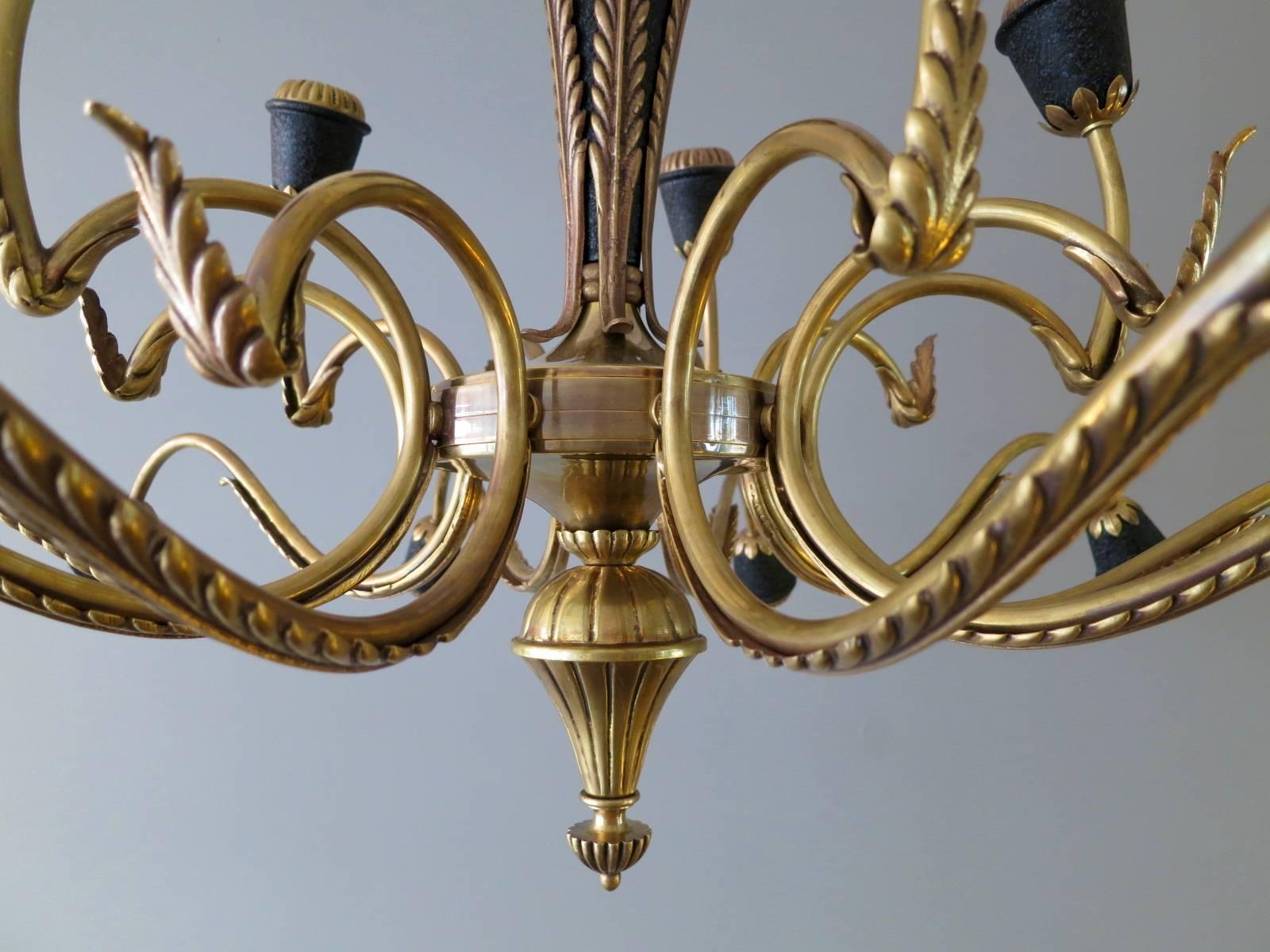 Mid-Century Modern Italian Brass Mid-Century Chandelier