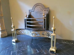 Antique English Brass and Wrought Iron Fire Grate