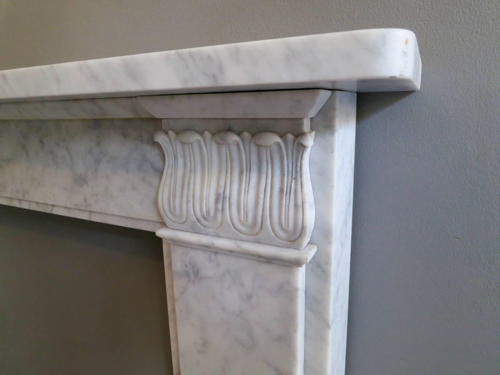 European Carrara Marble Regency Style Fireplace Mantel  For Sale