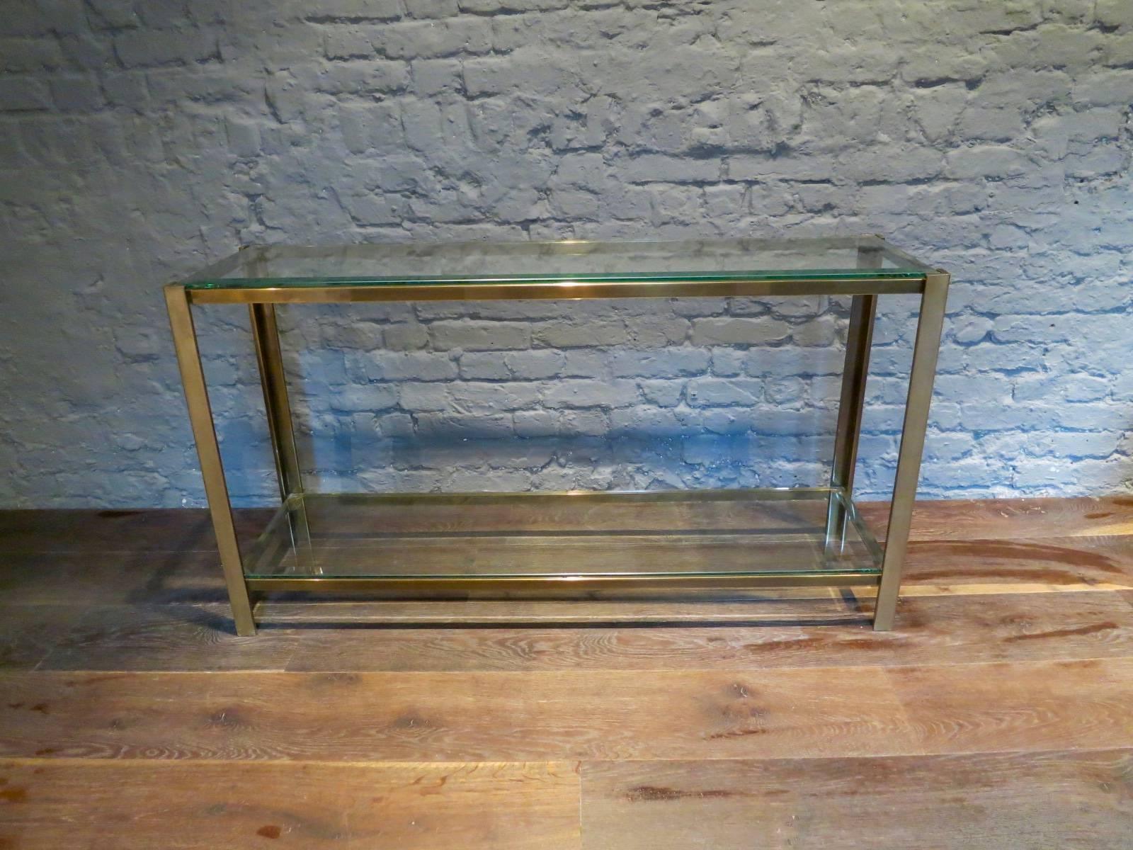 20th Century Brass French Two Tiered Console Table 
