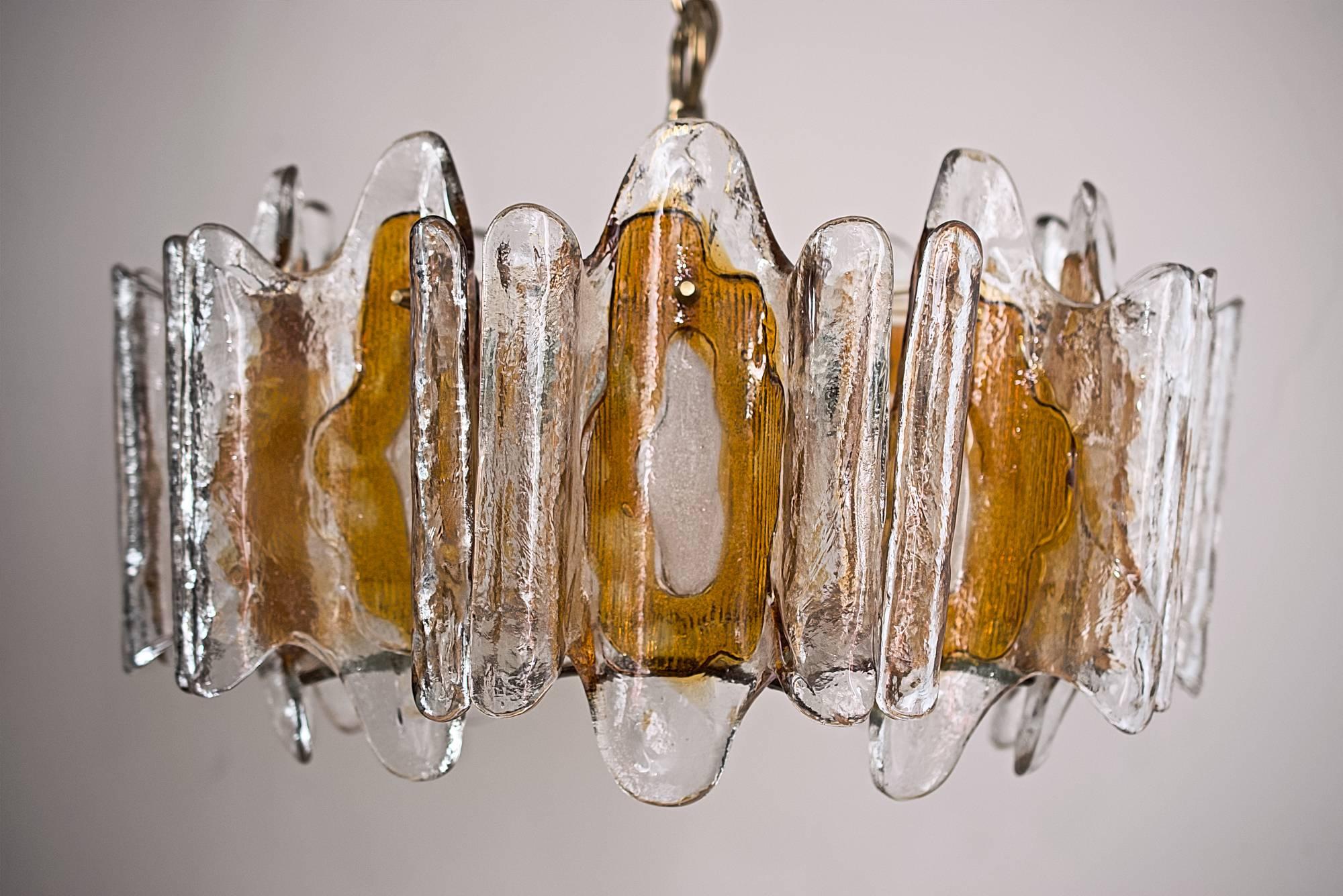 Kalmar textured orange glass chandelier, circa 1970
Original condition.