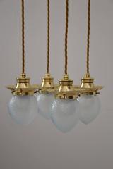 Hammered Jugendstil Pendant with Original Opaline Glass