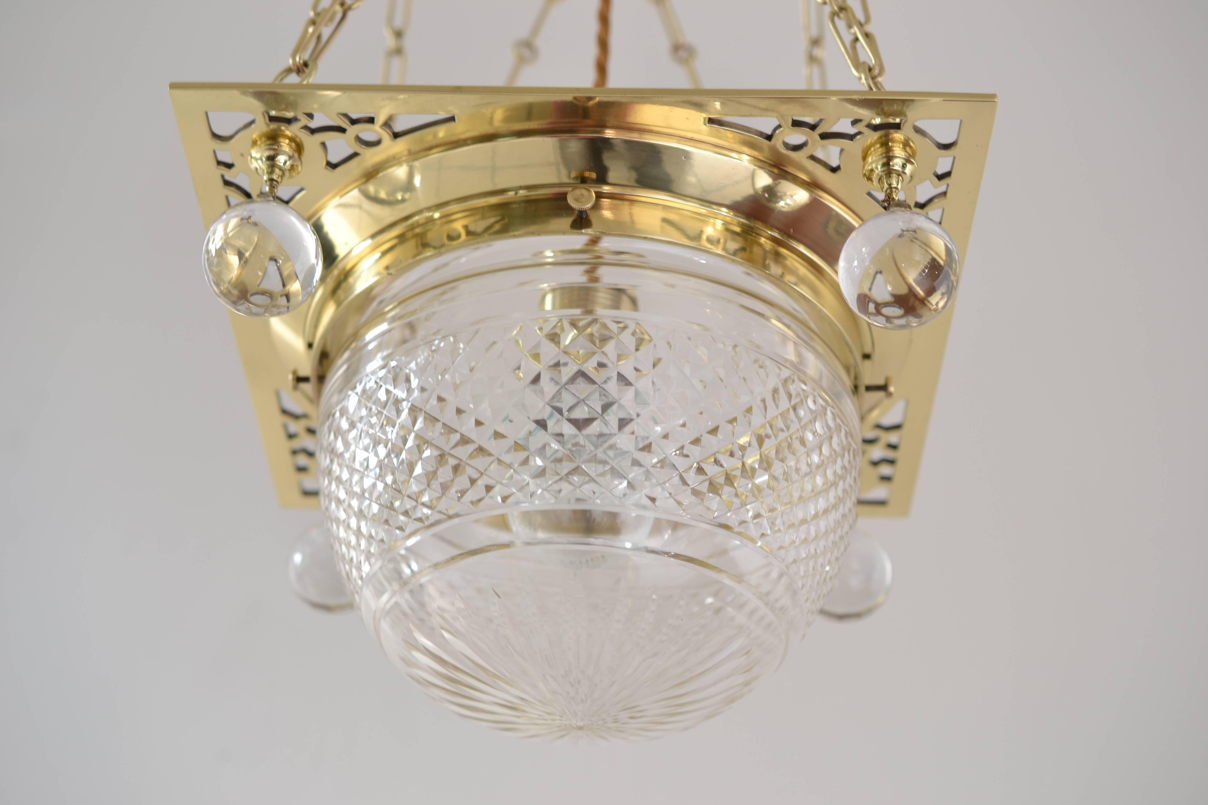 very beautiful jugendstil chandelier 
polished and stove enamelled
