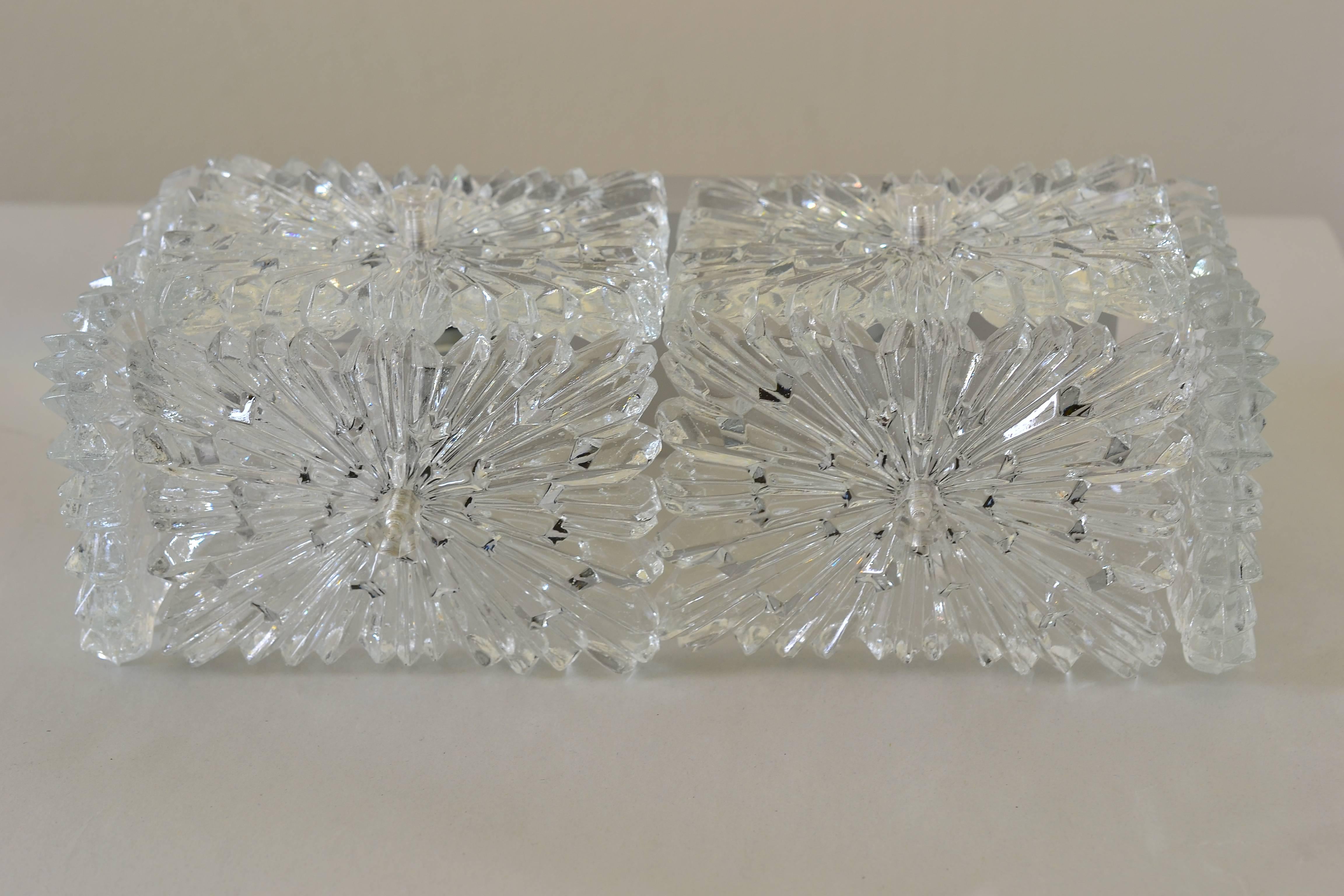 German Pair of Large Crystal Glass Wall Sconces Lamps by Kinkeldey