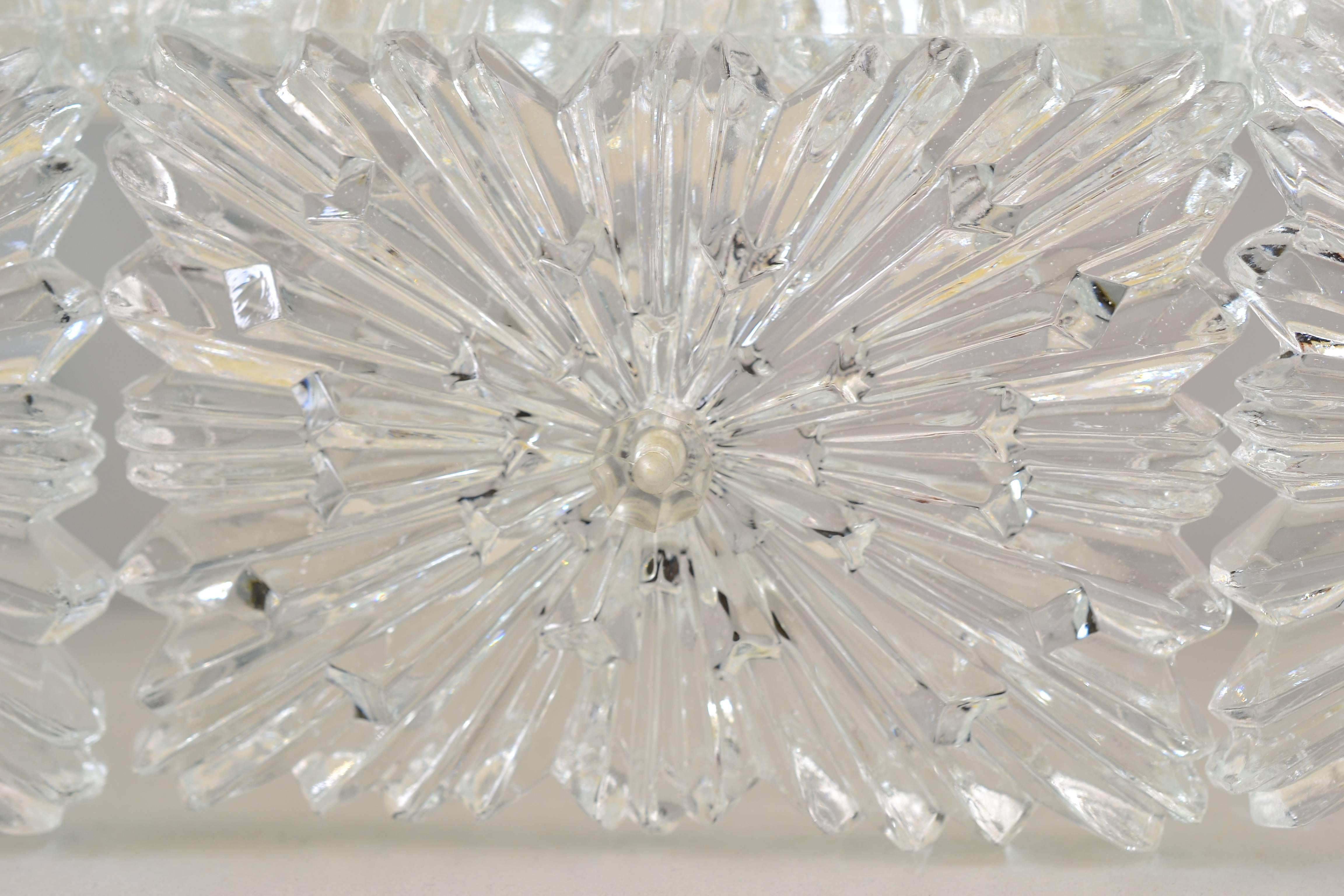 Mid-Century Modern Pair of Large Crystal Glass Wall Sconces Lamps by Kinkeldey