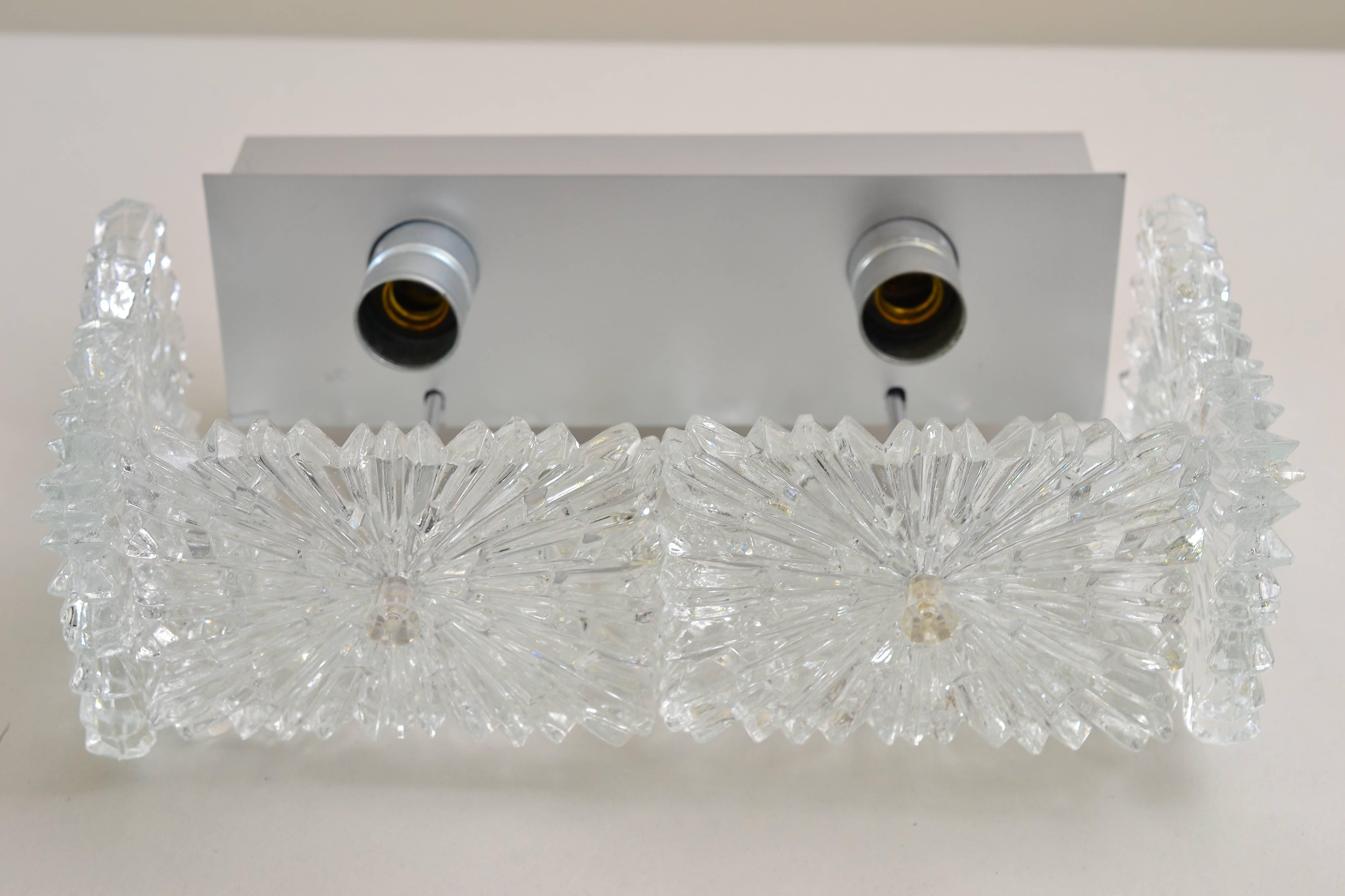 Late 20th Century Pair of Large Crystal Glass Wall Sconces Lamps by Kinkeldey