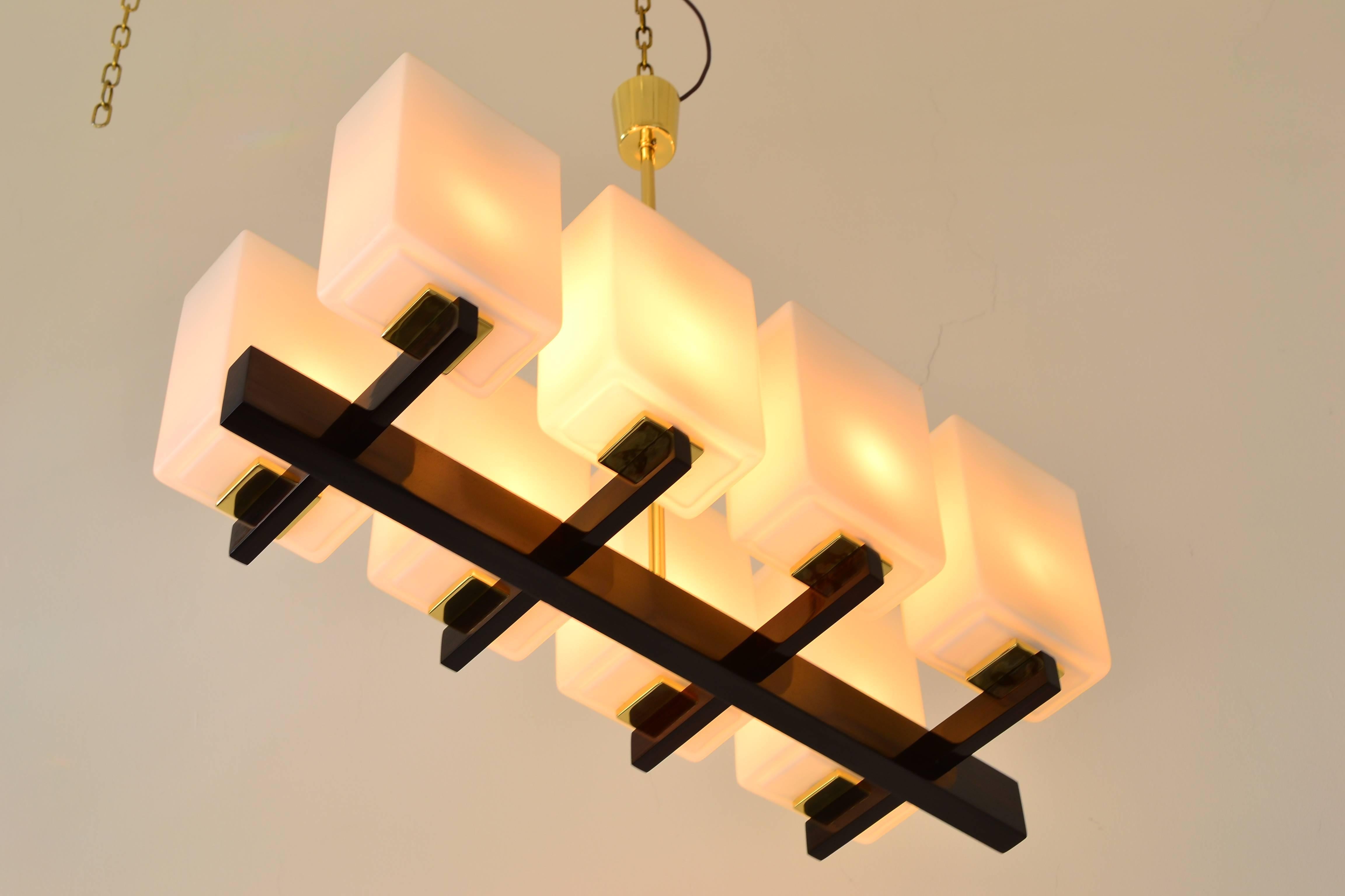 Mid-Century Modern Chandelier Designed by Rupert Nikoll Vienna, circa 1950 For Sale