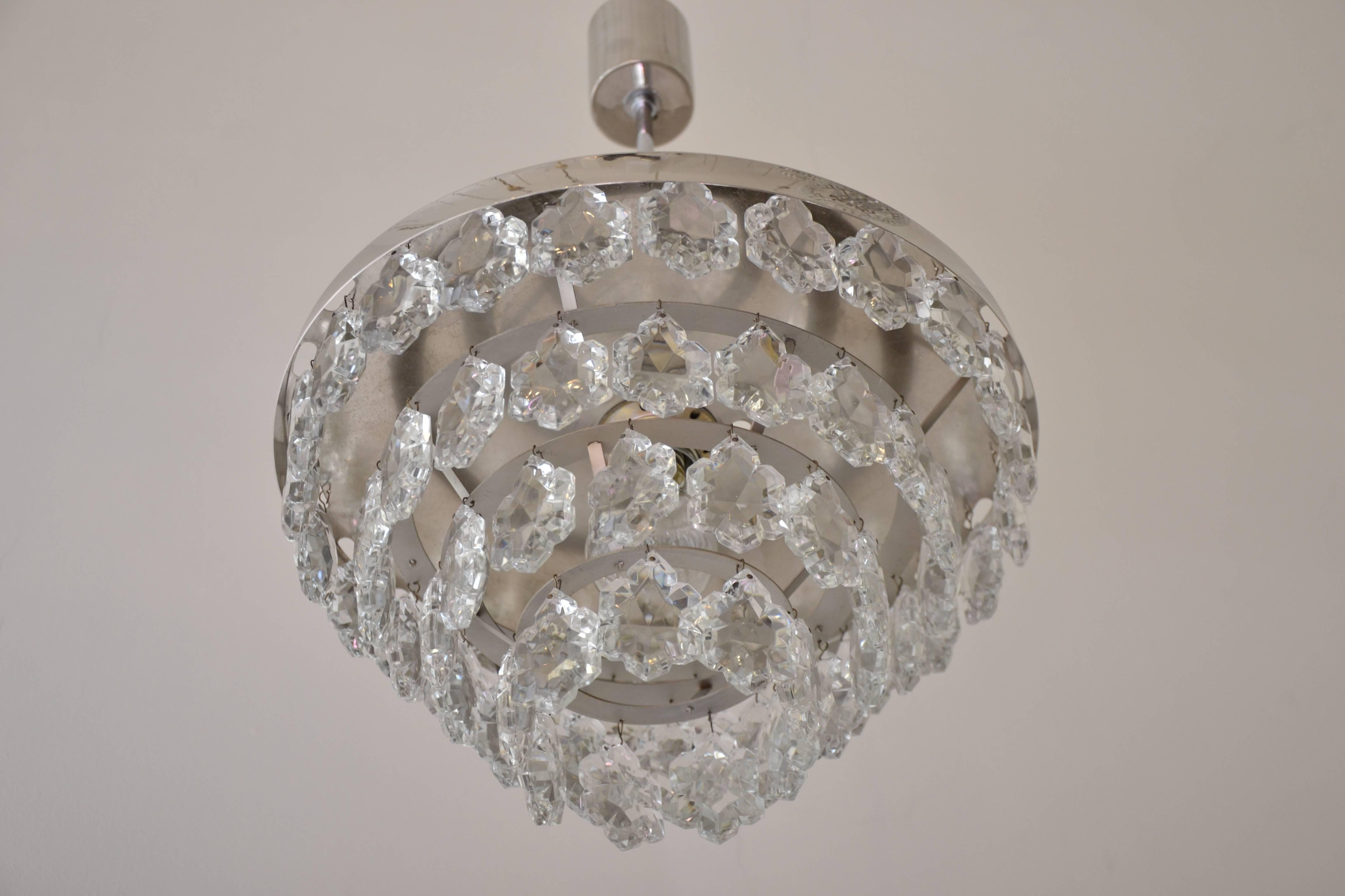 Lampadario in vetro di cristallo di Kinkeldey
