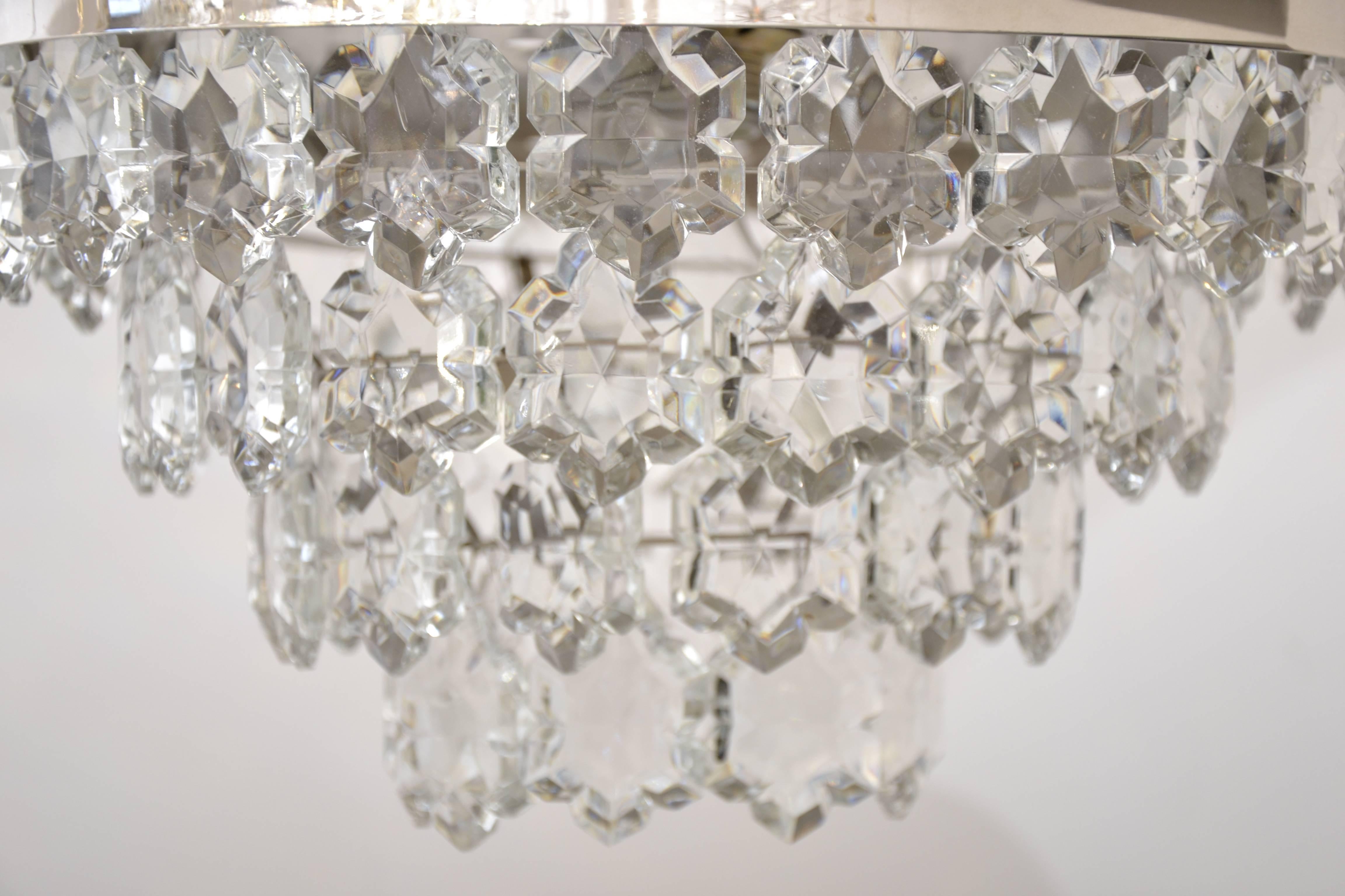 Mid-Century Modern Crystal Glass Chandelier by Kinkeldey For Sale
