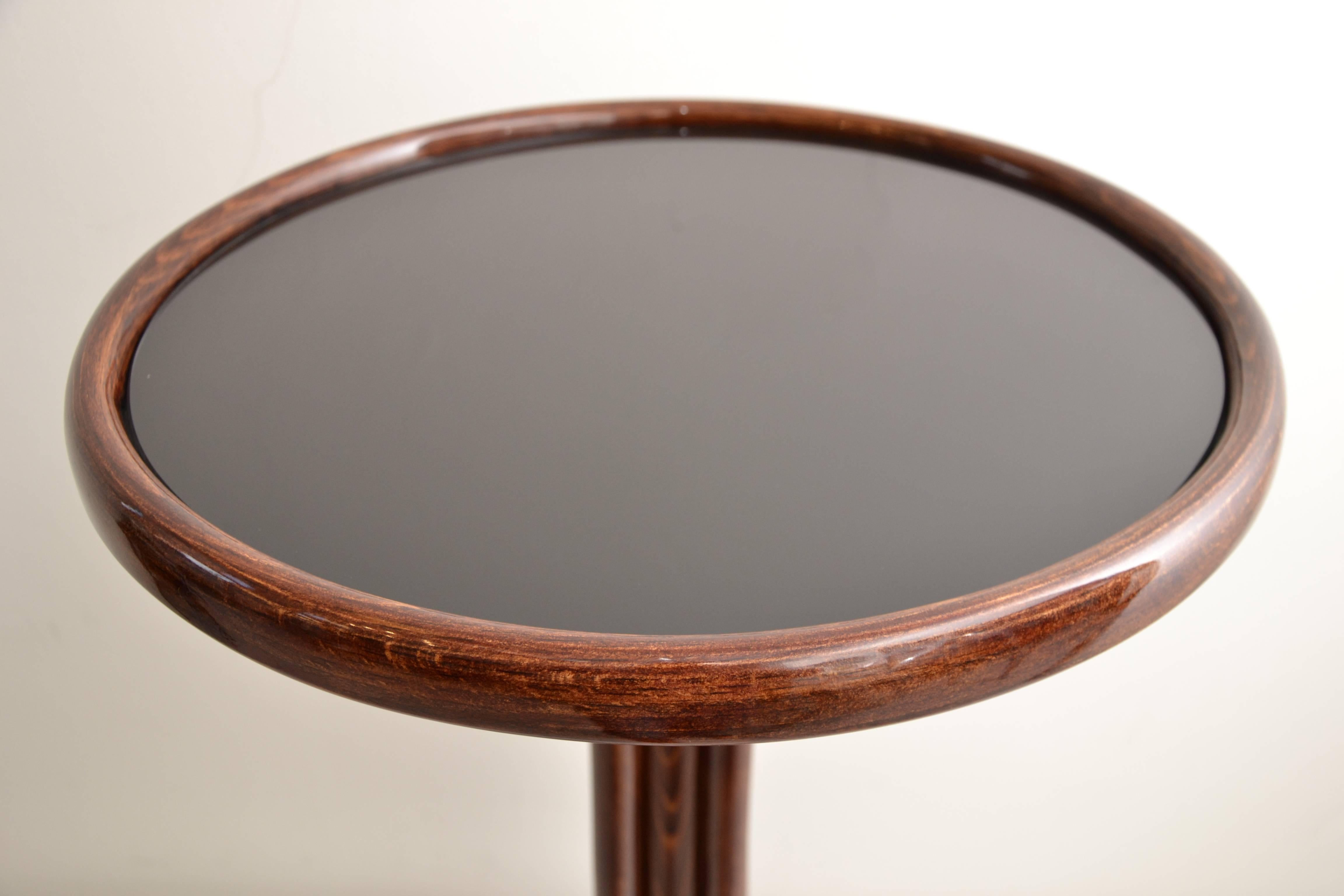 Early 20th Century Polished Thonet Table with Black Glass