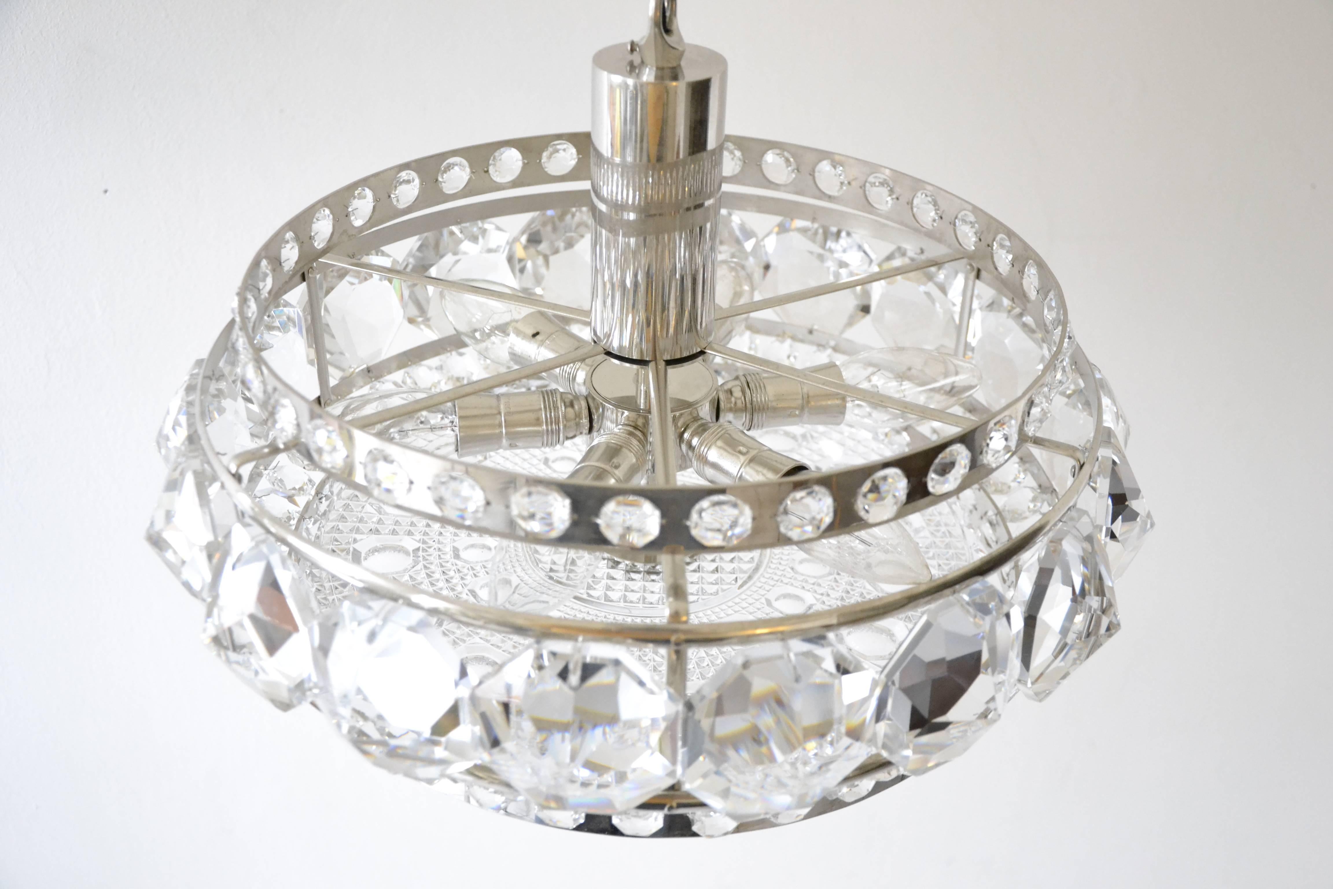 Plated Amazing Viennese Crystal Chandelier by Bakalowits & Sohne, Austria, 1960s For Sale