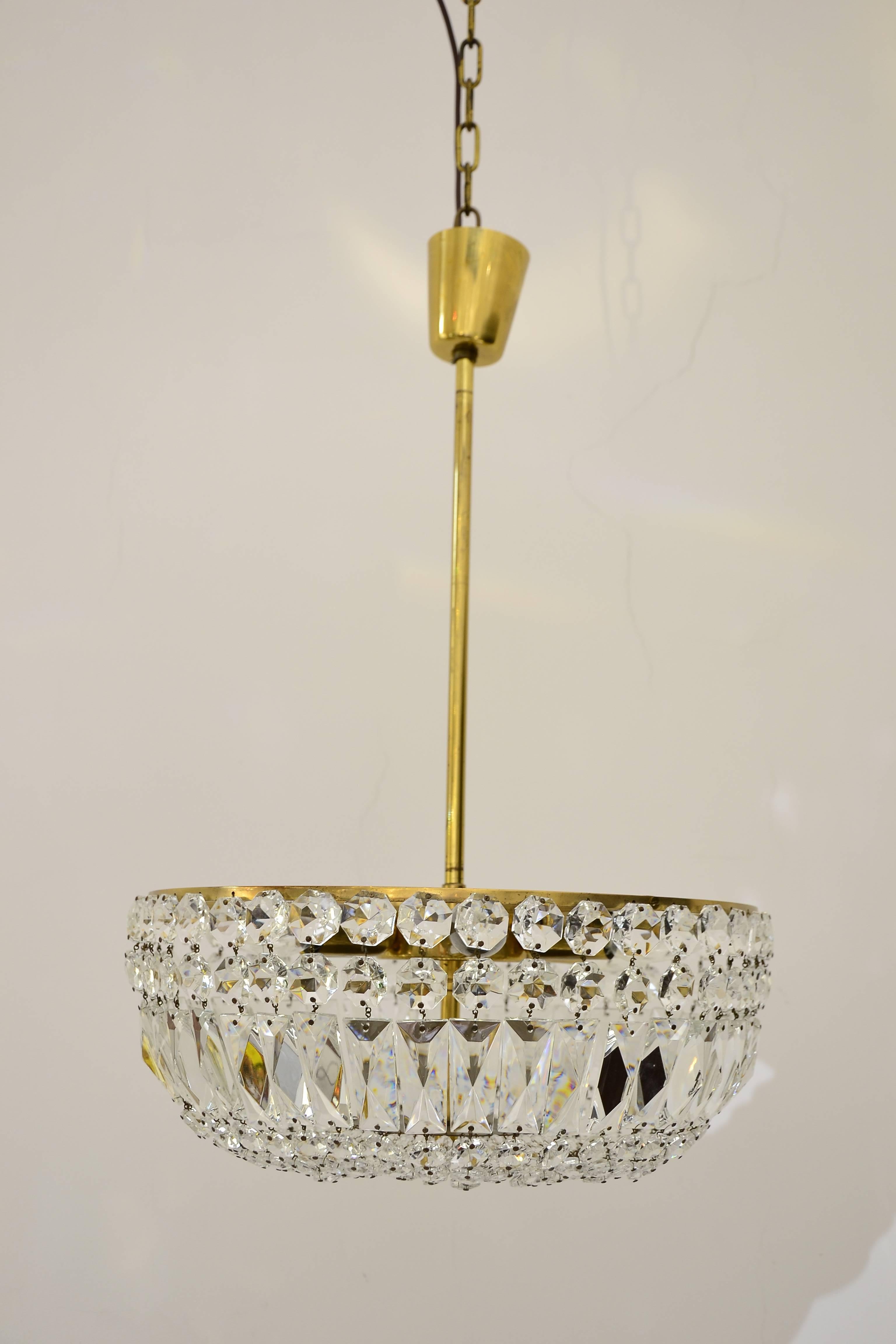 Traditional and important Viennese basket chandelier Vienna, Austria 1960s