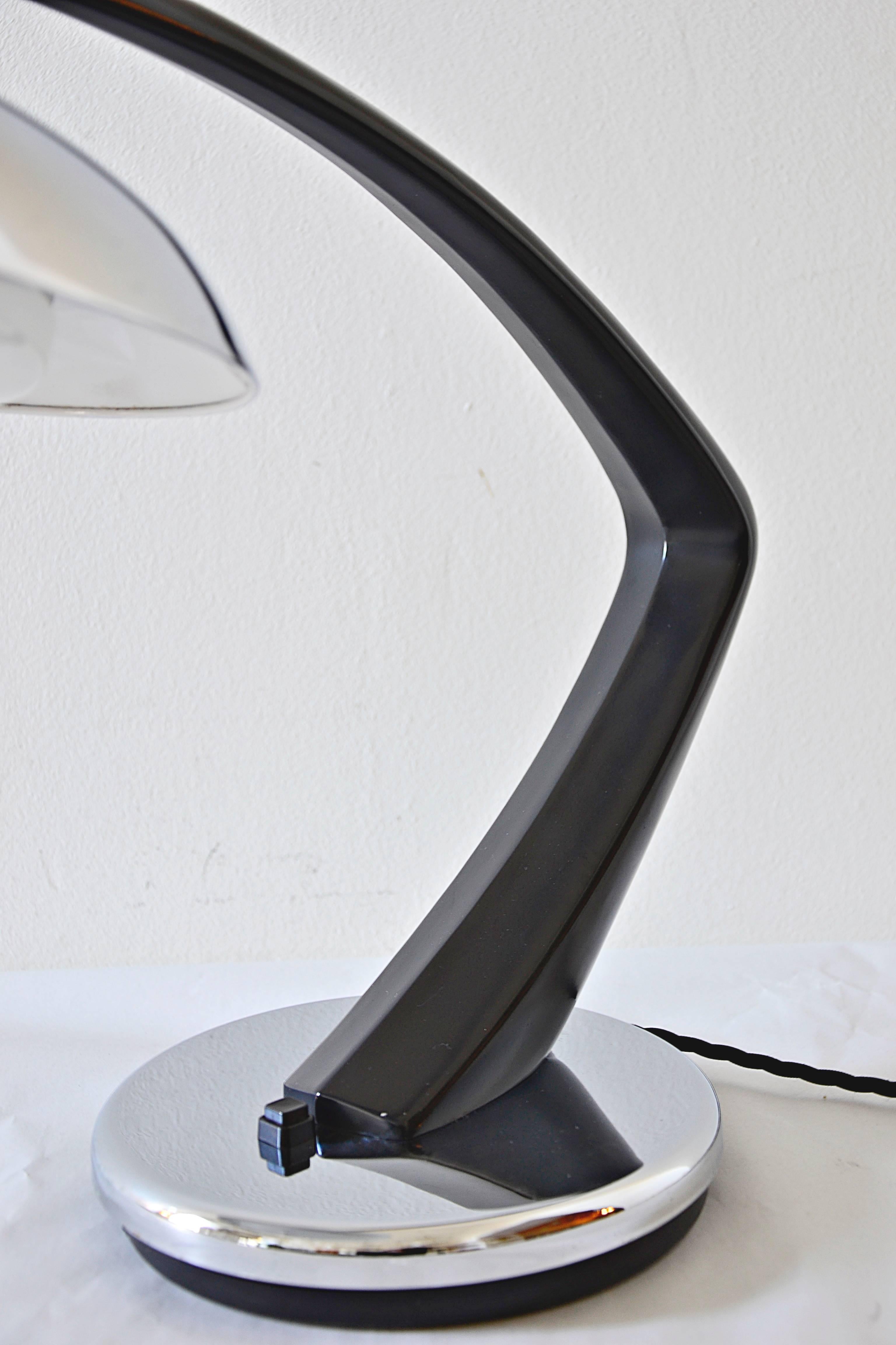 Beautiful Black and Chrome Table Lamp, 1960s 2
