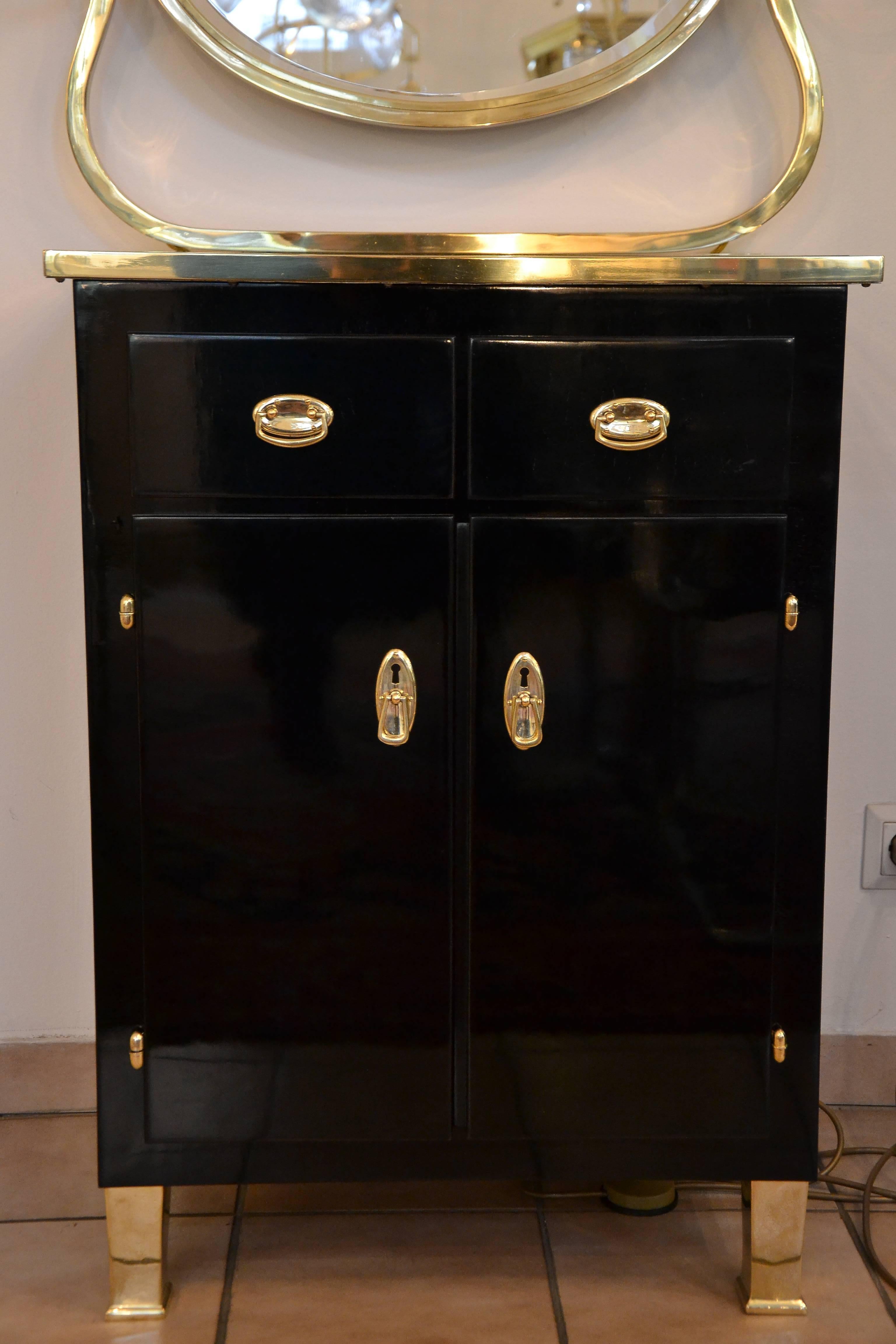 Early 20th Century Mirrored Chest of Drawers Stained Black For Sale