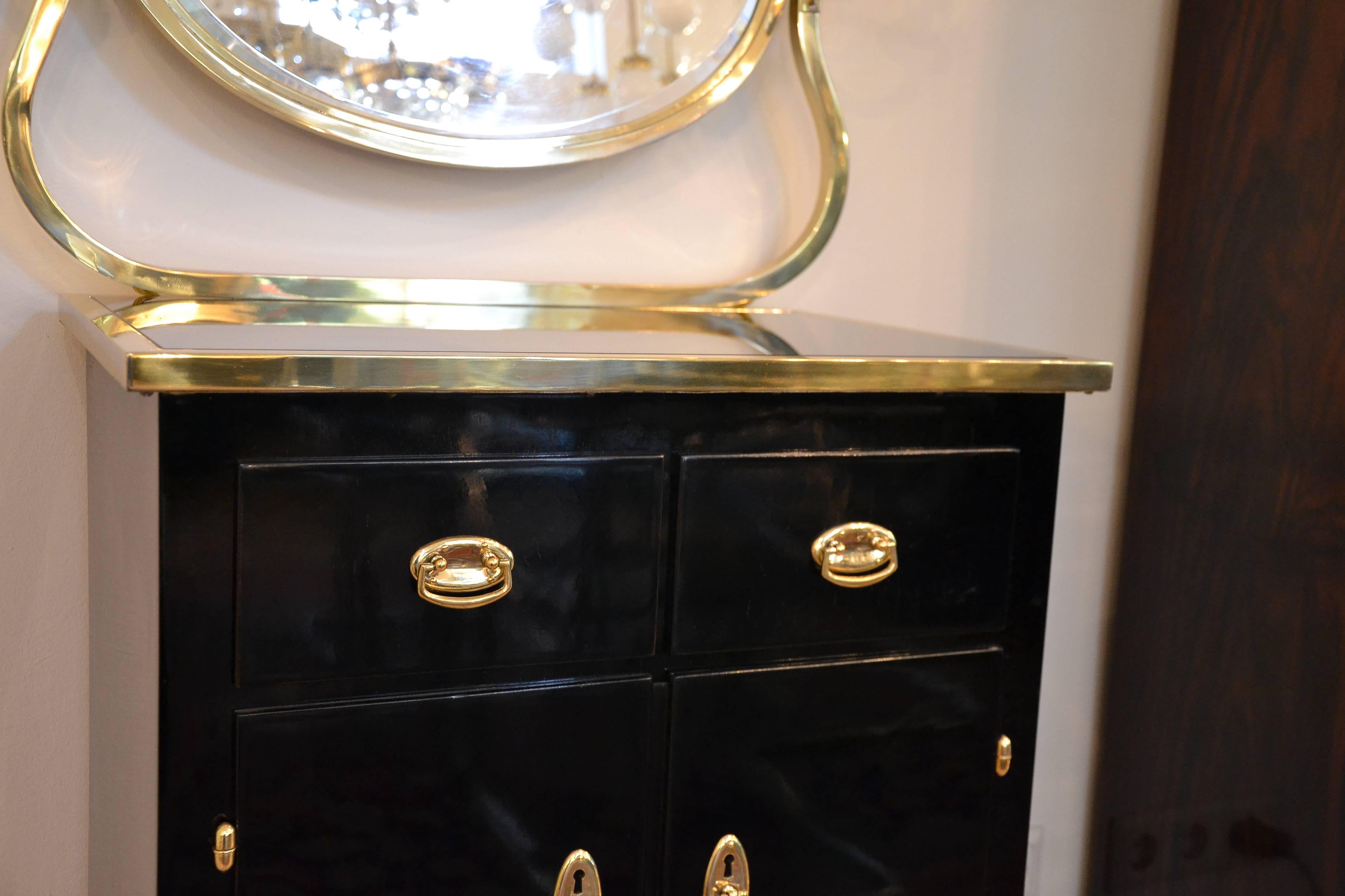 Austrian Mirrored Chest of Drawers Stained Black For Sale