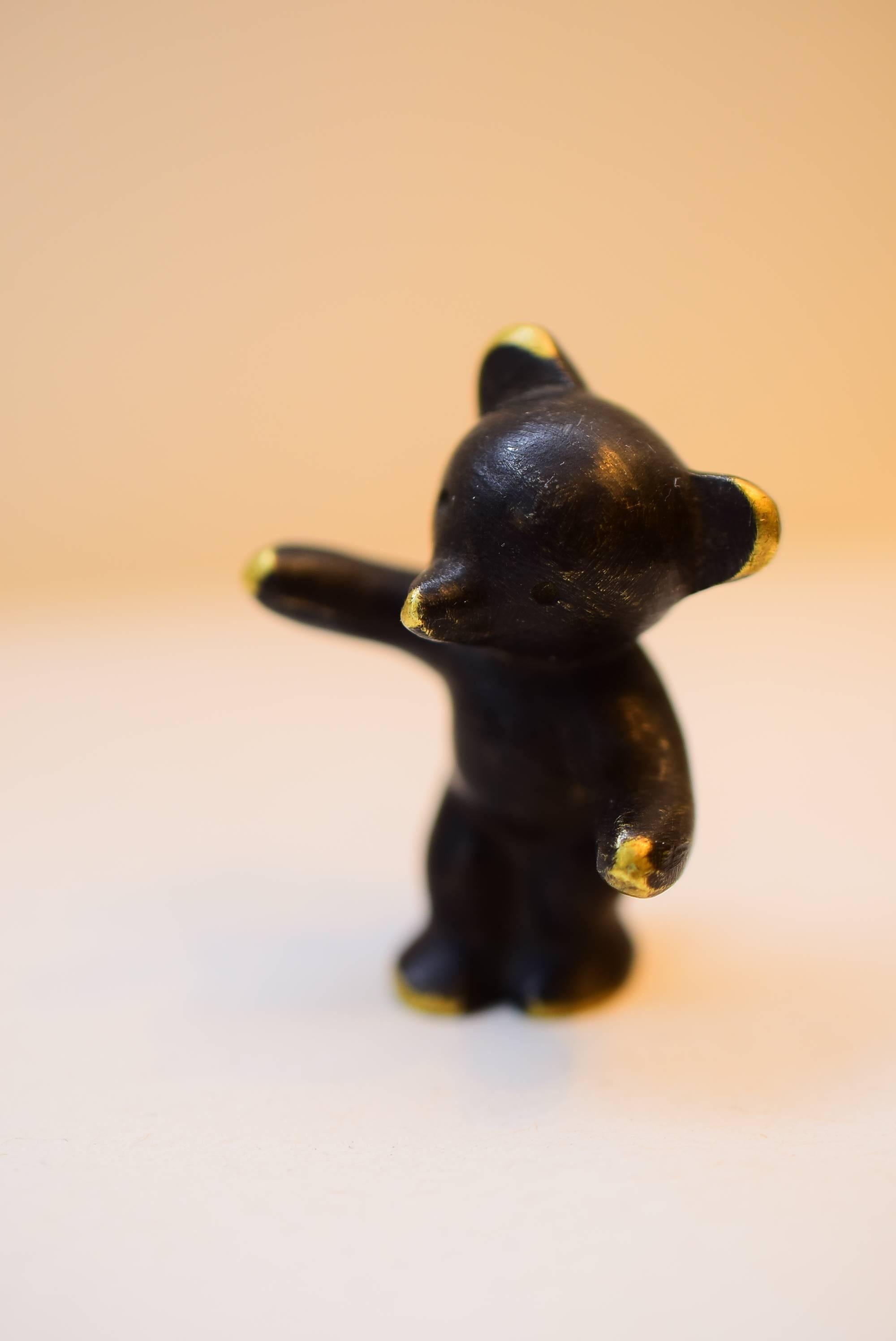 Bear by Walter Bosse made of brass, designed by Walter Bosse, executed by Hertha Baller, Austria, in the 1950s. Marked on the bottom, in excellent condition.