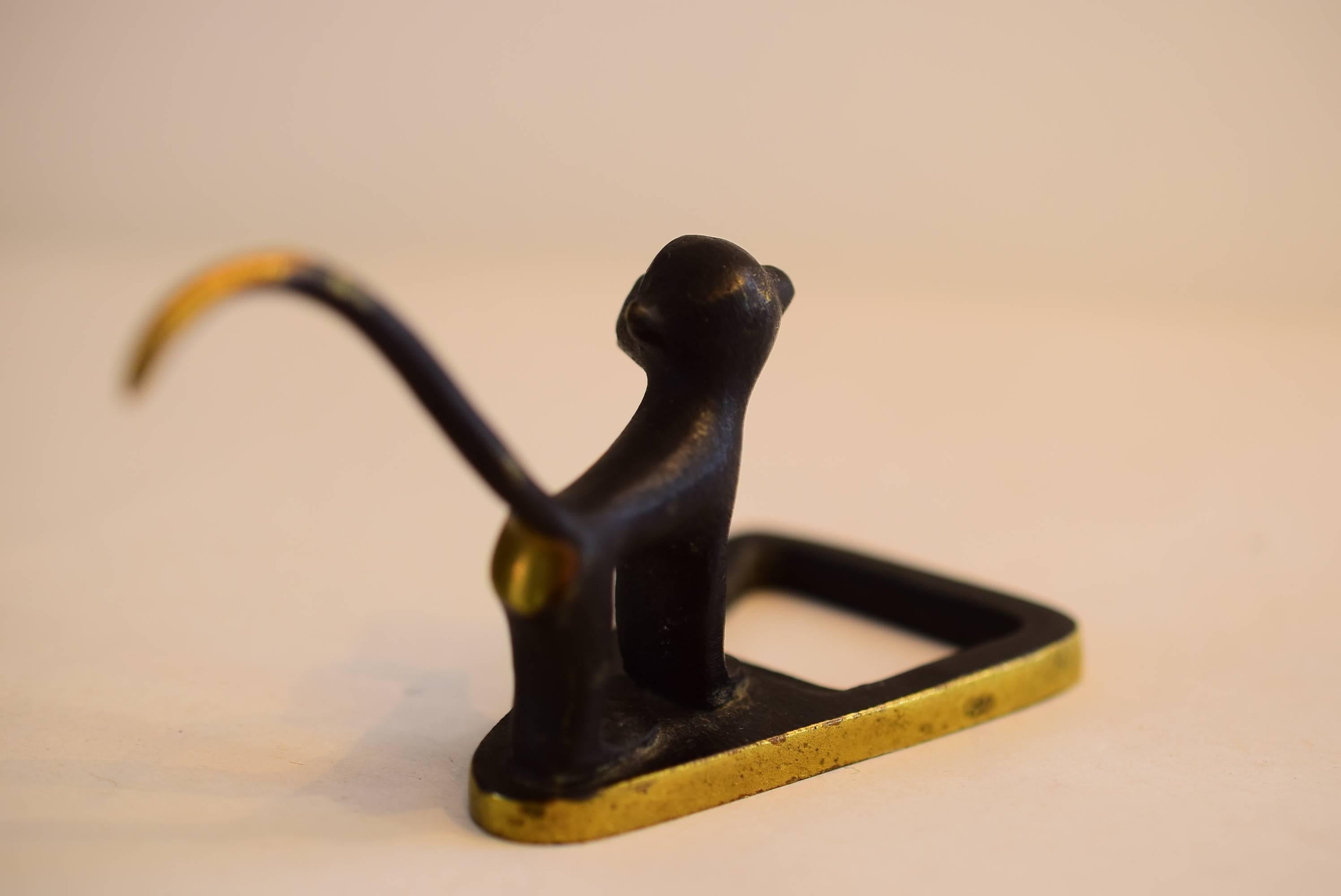 Mid-Century Modern Walter Bosse Brass Monkey Figurine Bottle Opener