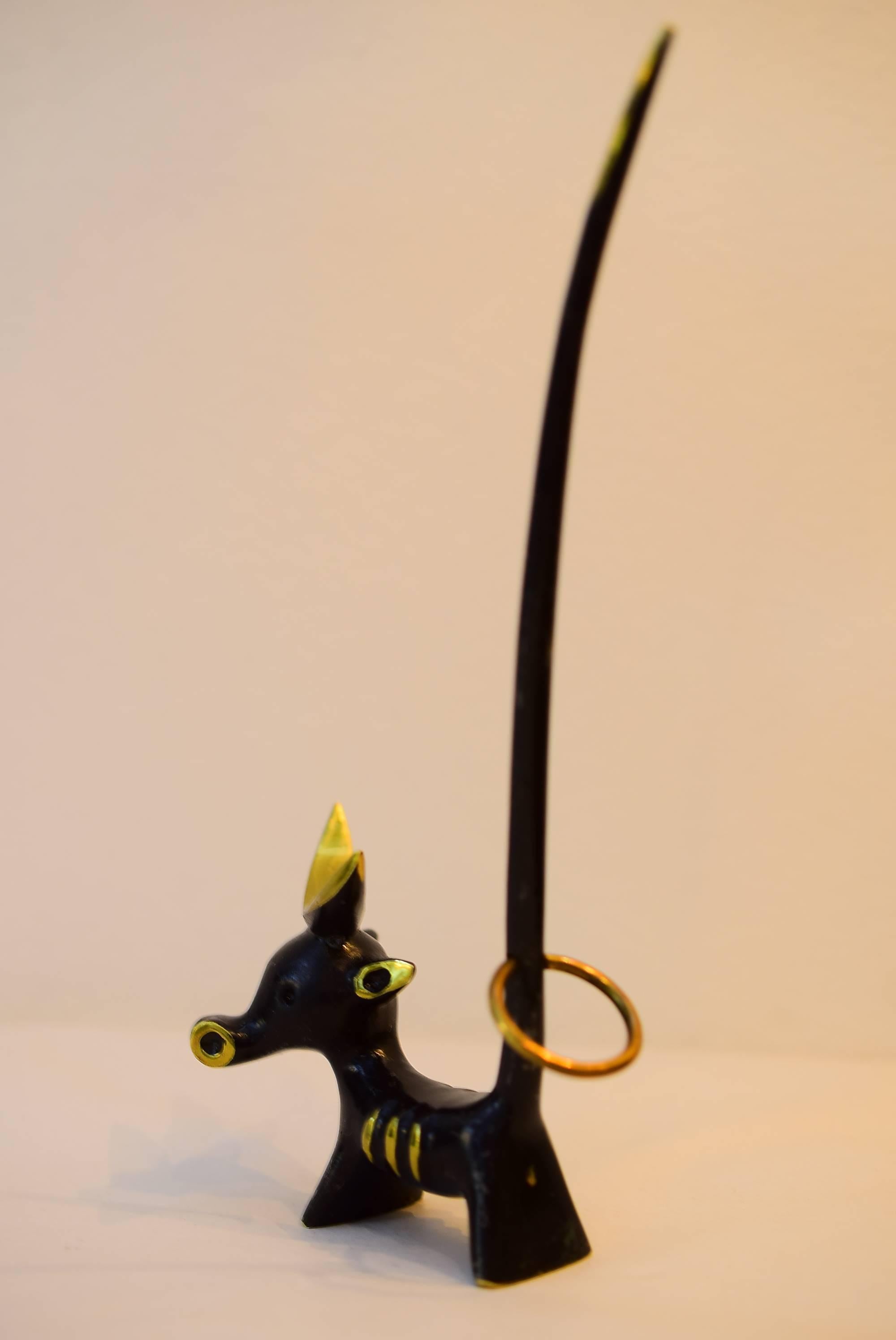 Walter Bosse brass bull figurine pretzel holder, ring holder.