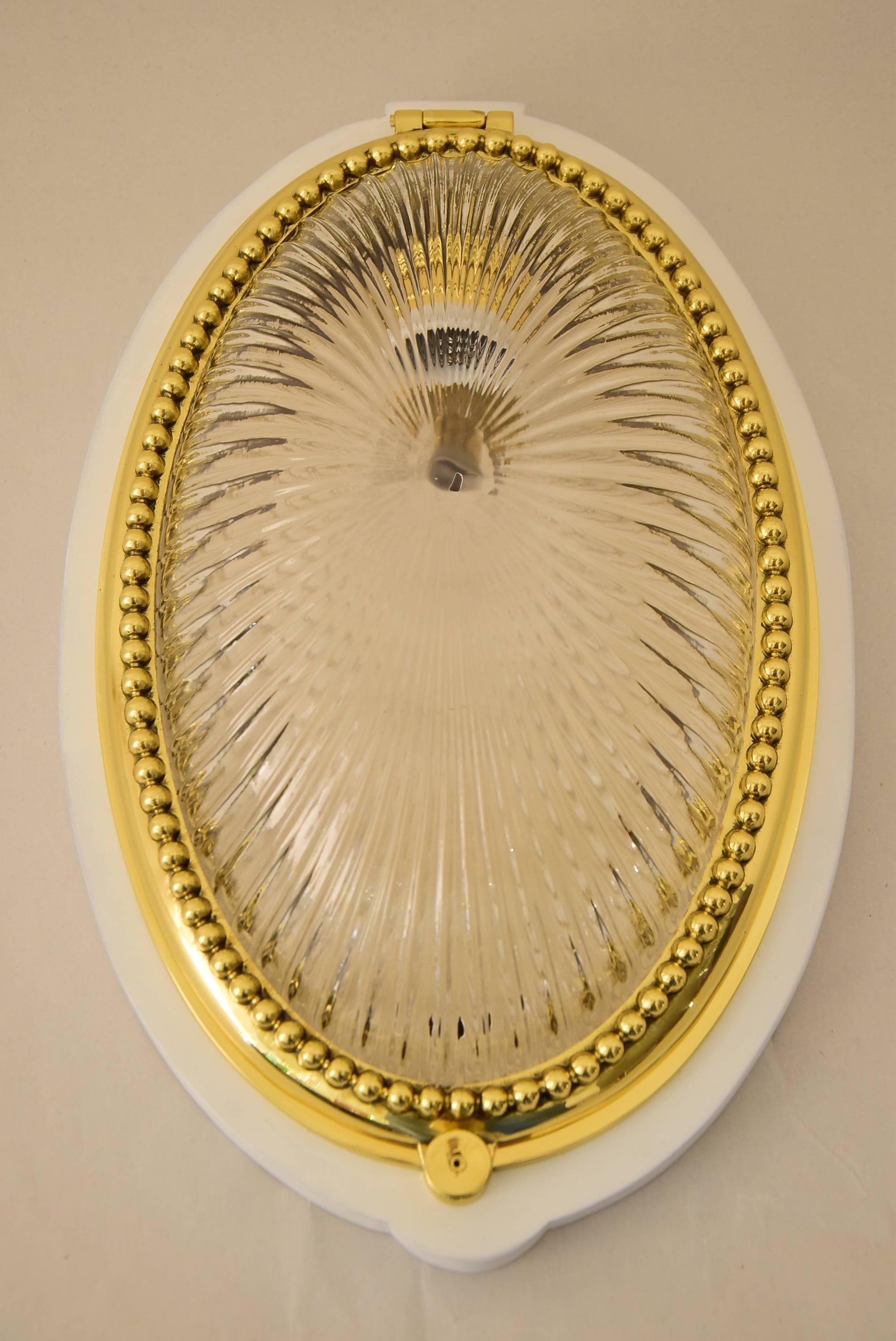 Jugendstil Oval Ceiling Lamp with Hinge and Cut Glass 2
