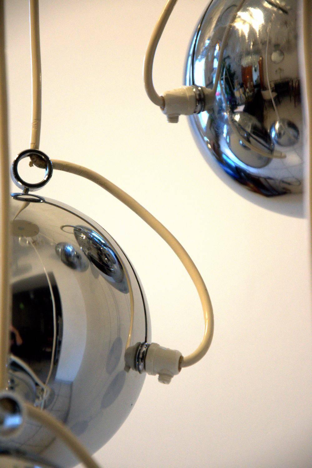 Mid-Century Modern Harvey Guzzini Italian Five Chrome Globe around 1965 For Sale
