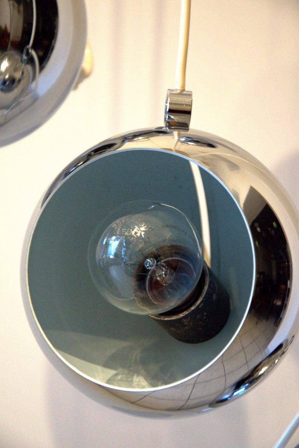 Mid-20th Century Harvey Guzzini Italian Five Chrome Globe around 1965 For Sale