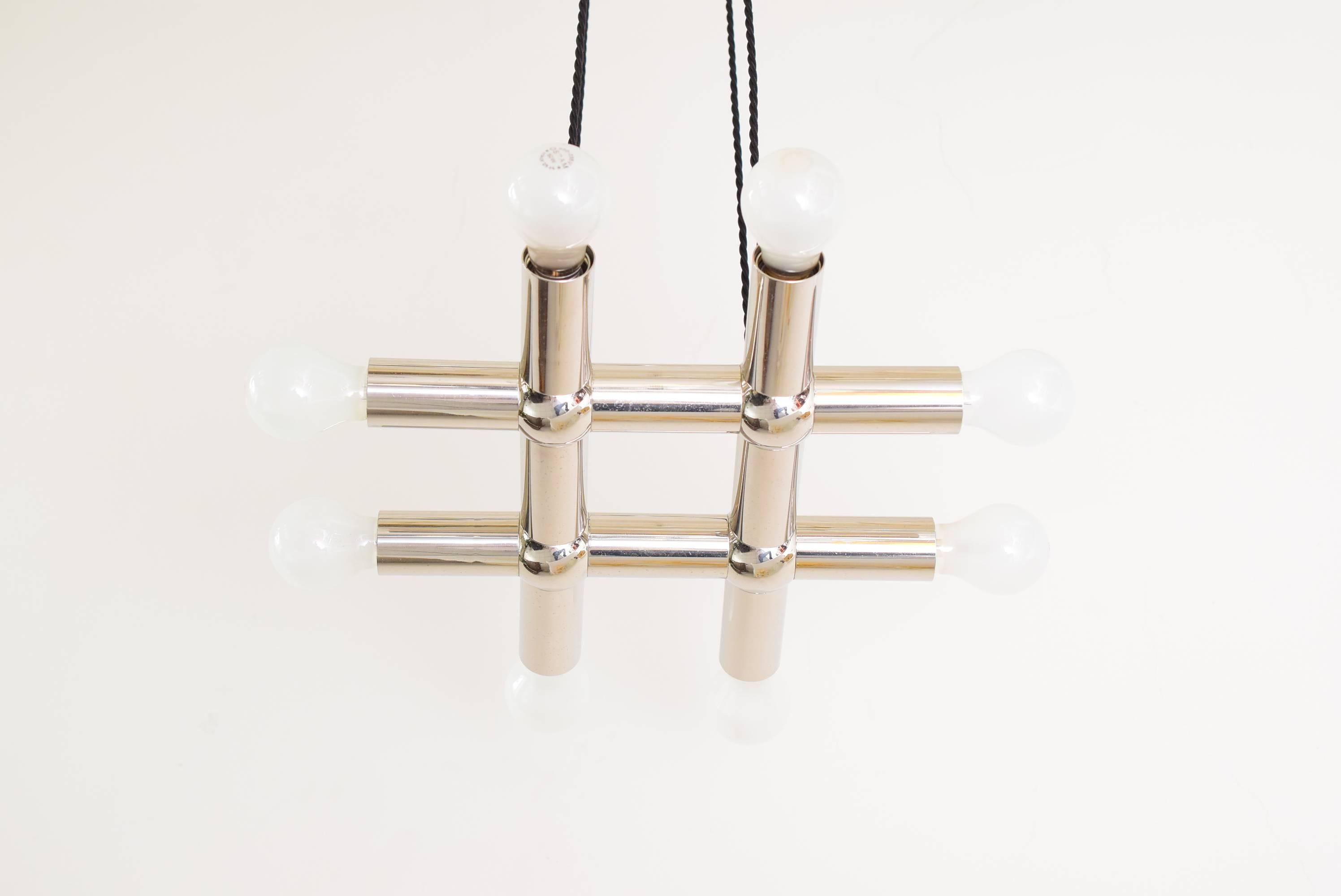 Mid-Century Modern Very Attractive Chrome Chandelier by Kalmar, circa 1960s For Sale