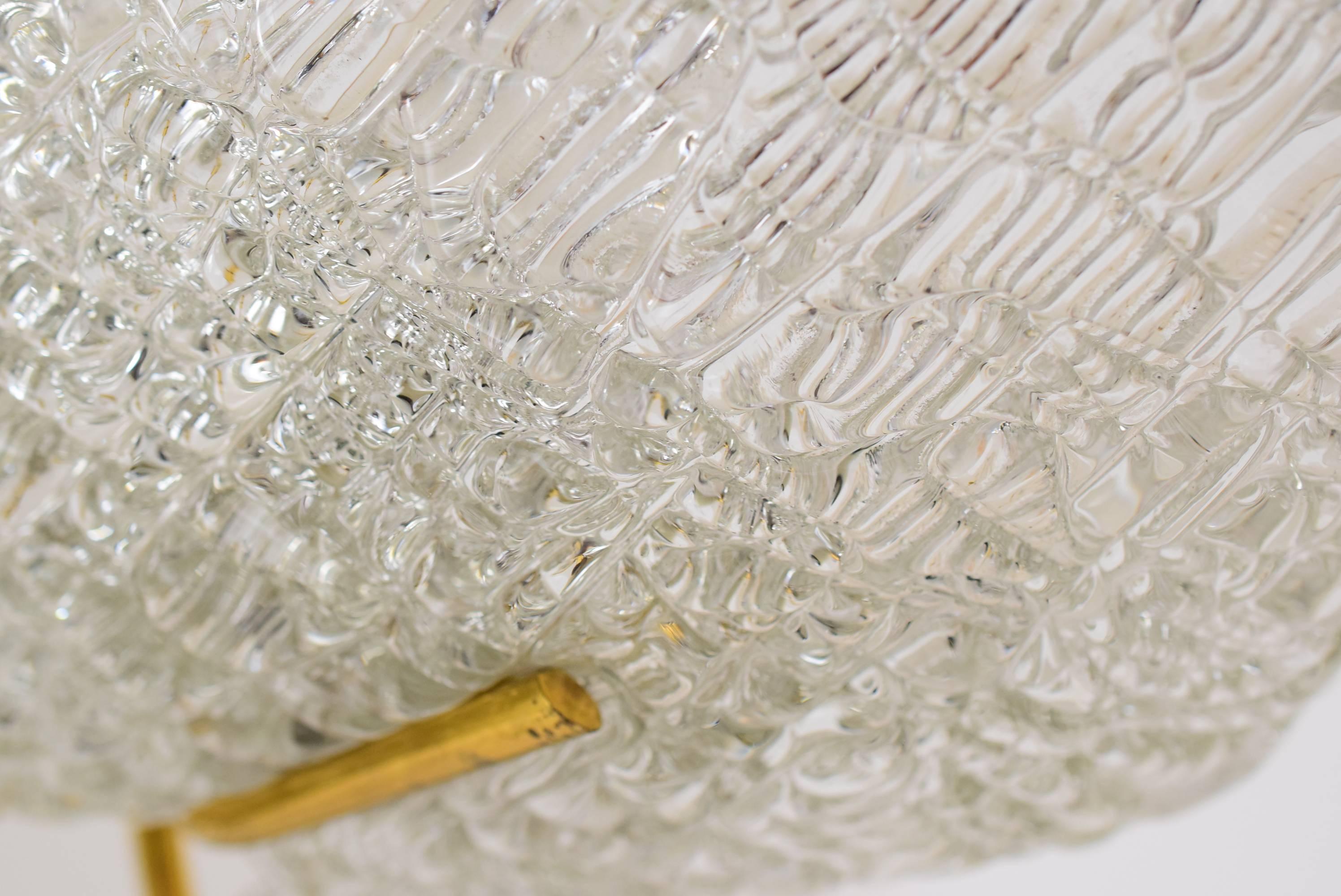 Beautiful Chandelier by Kalmar Glass and Brass 2