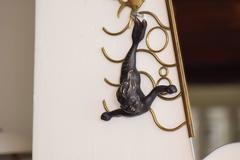 Mermaid Wall-Mounted Brass Sculptures and Mirror, by Hertha Baller