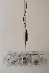 Beautiful Mid-Century Modernist Etched Glass Chandelier by Kinkeldey