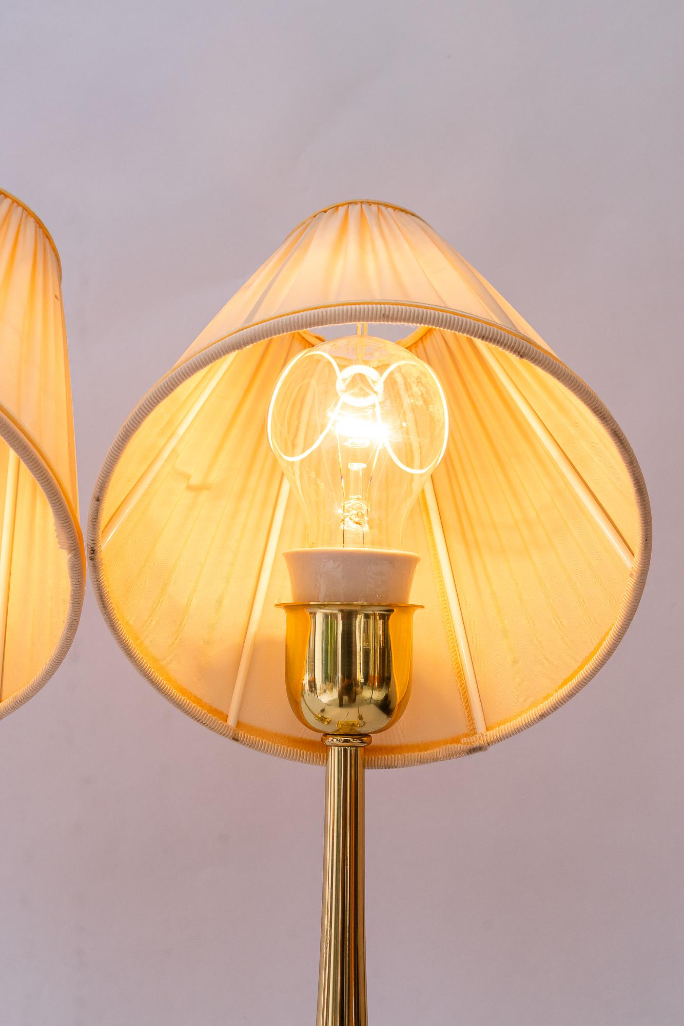 2 Art deco Tischlampen mit Stoffschirmen Wien um 1920 im Angebot 4