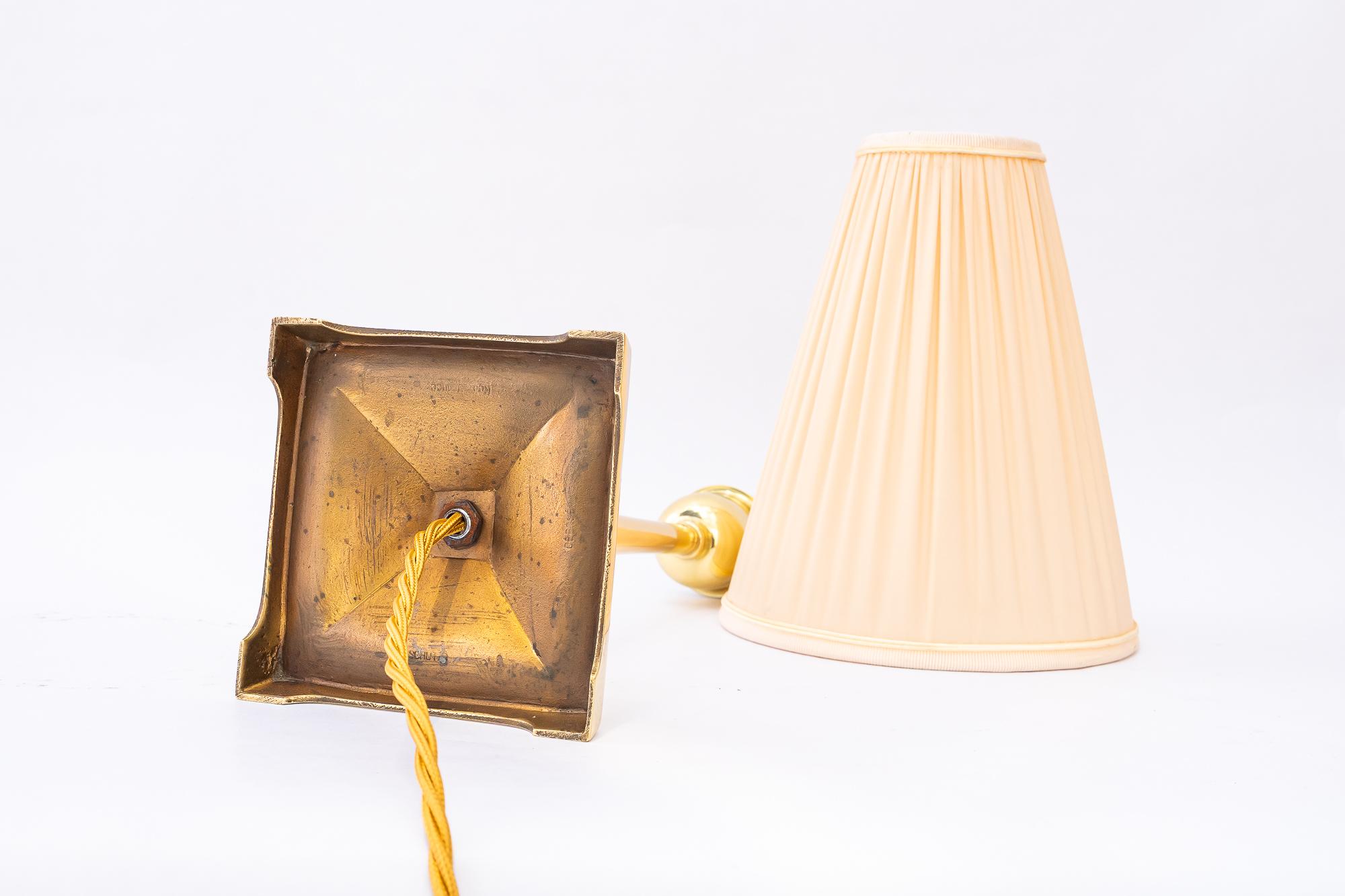 2 Art deco Tischlampen mit Stoffschirmen Wien um 1920 im Angebot 10