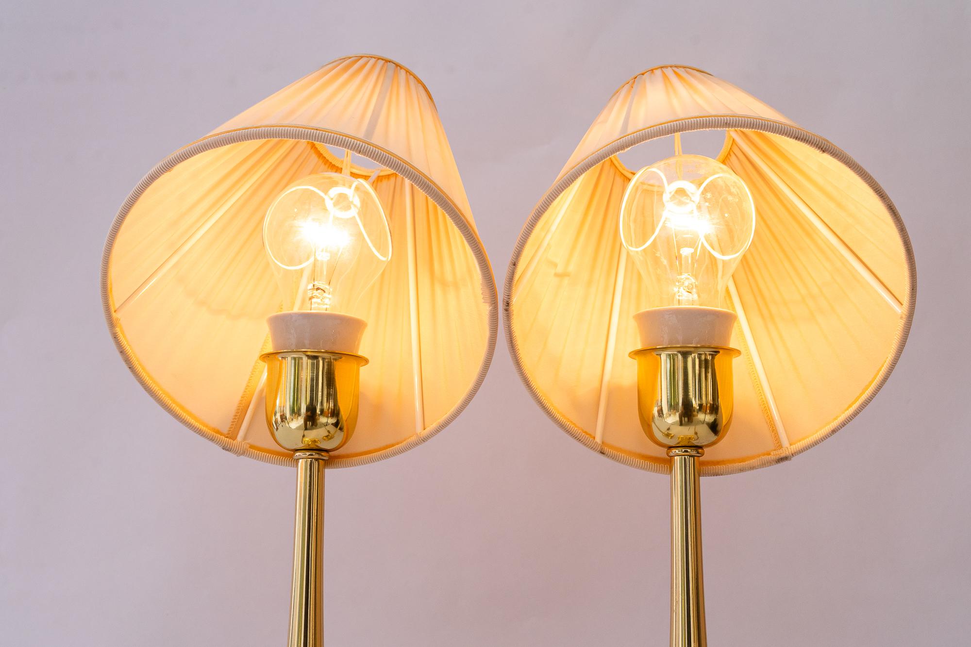 2 Art deco Tischlampen mit Stoffschirmen Wien um 1920 im Angebot 5