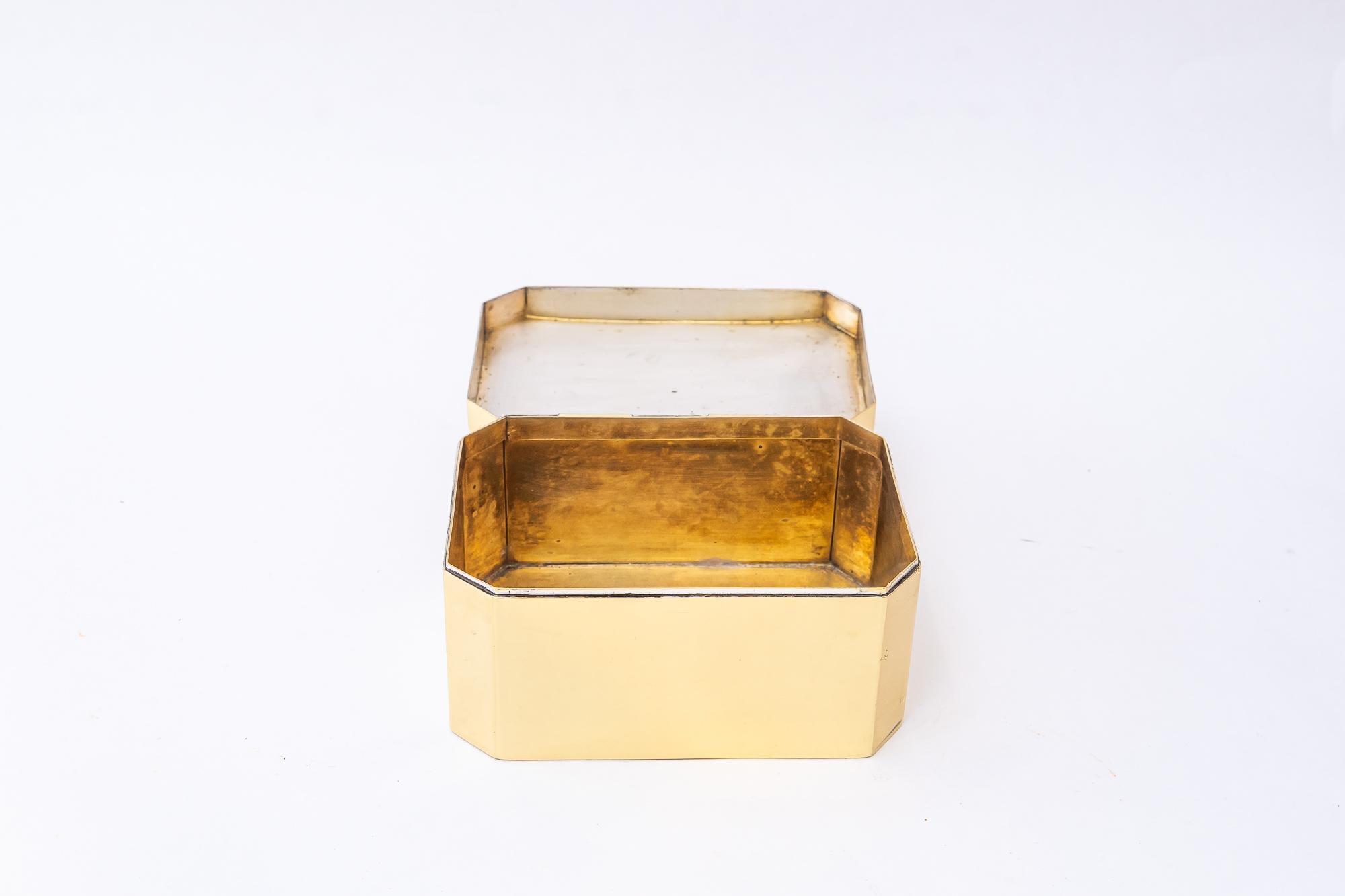 Lacquered Decorative Art Deco Brass Box around 1920s For Sale