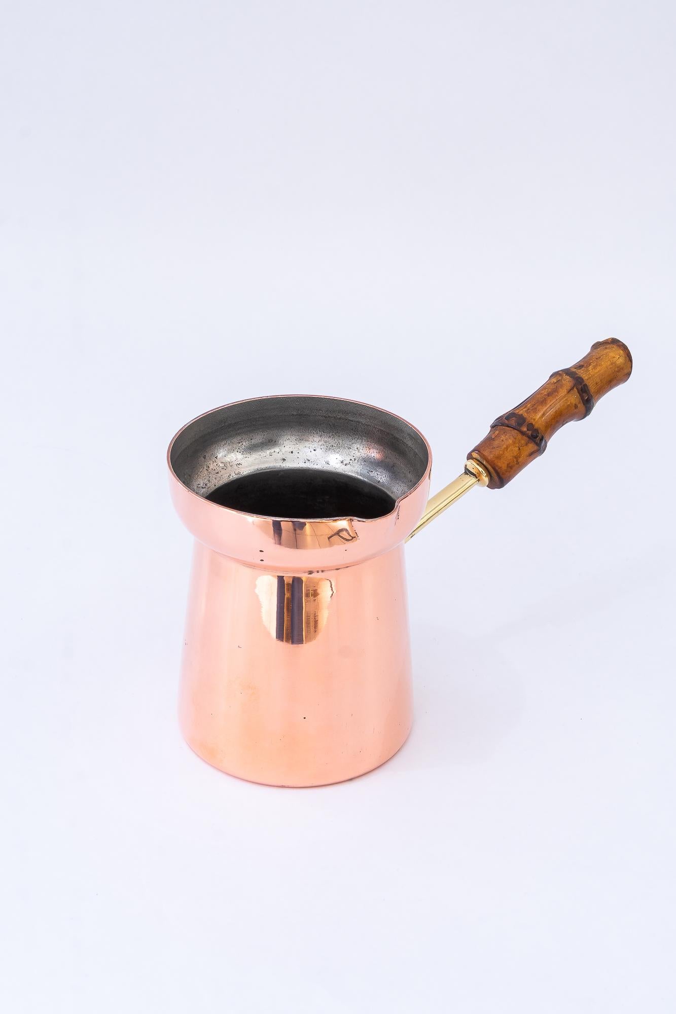 Lacquered Copper can with bamboo handle vienna around 1920s For Sale