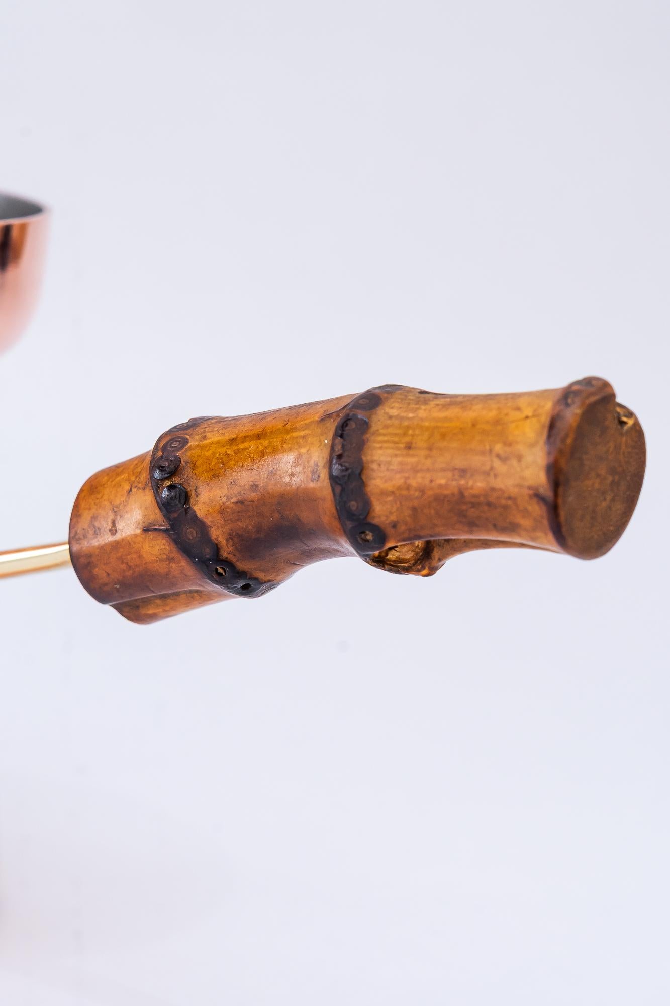 Brass Copper can with bamboo handle vienna around 1920s For Sale