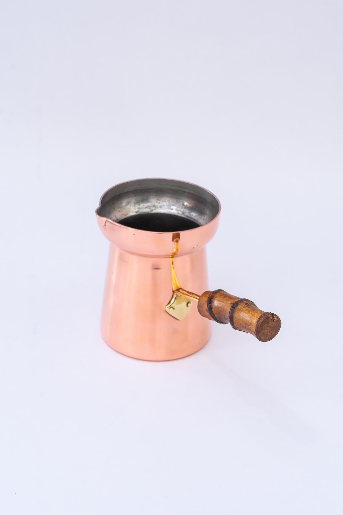 Austrian Copper can with bamboo handle vienna around 1920s For Sale