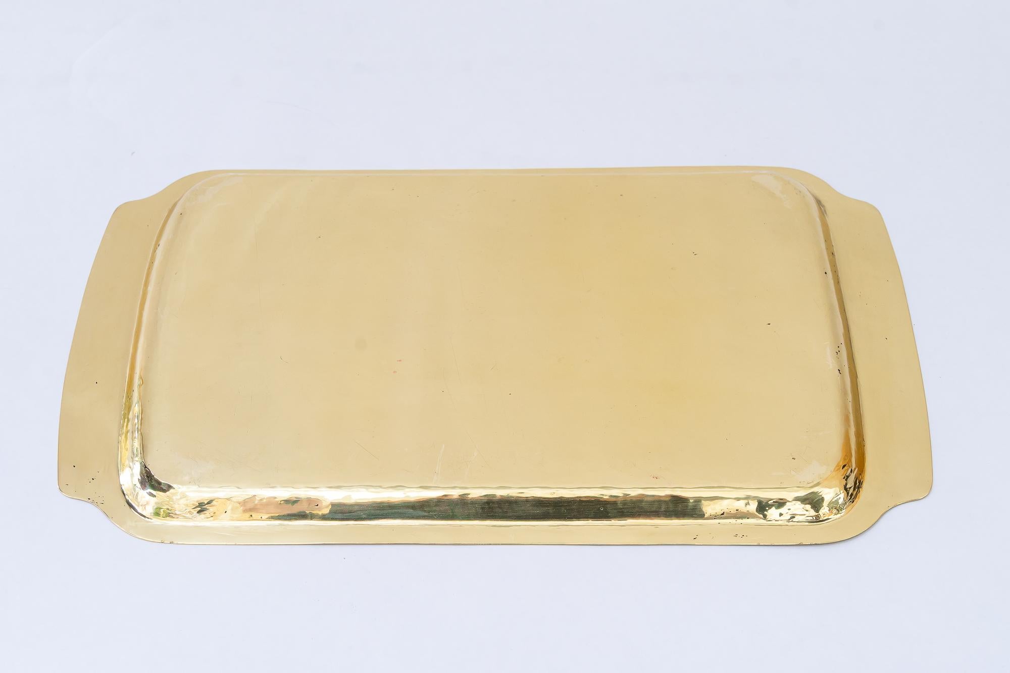 Gehämmerte Art Deco Messing Servierplatte Wien um 1920er Jahre im Angebot 2