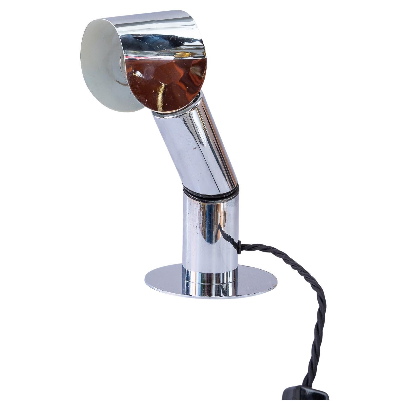 Adjustable space age nickel wall or table lamp around 1970s For Sale