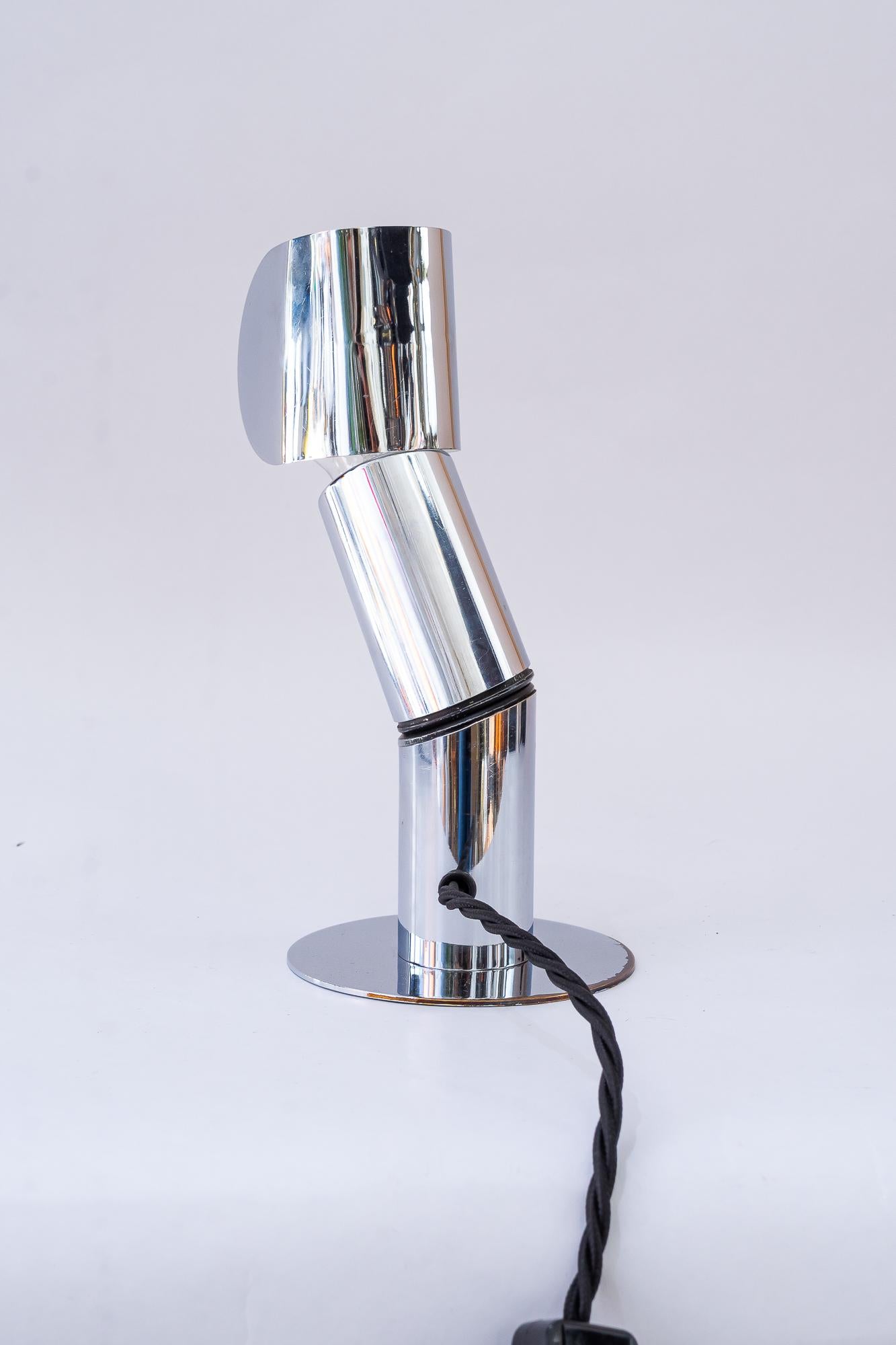 Plated Adjustable space age nickel wall or table lamp around 1970s For Sale