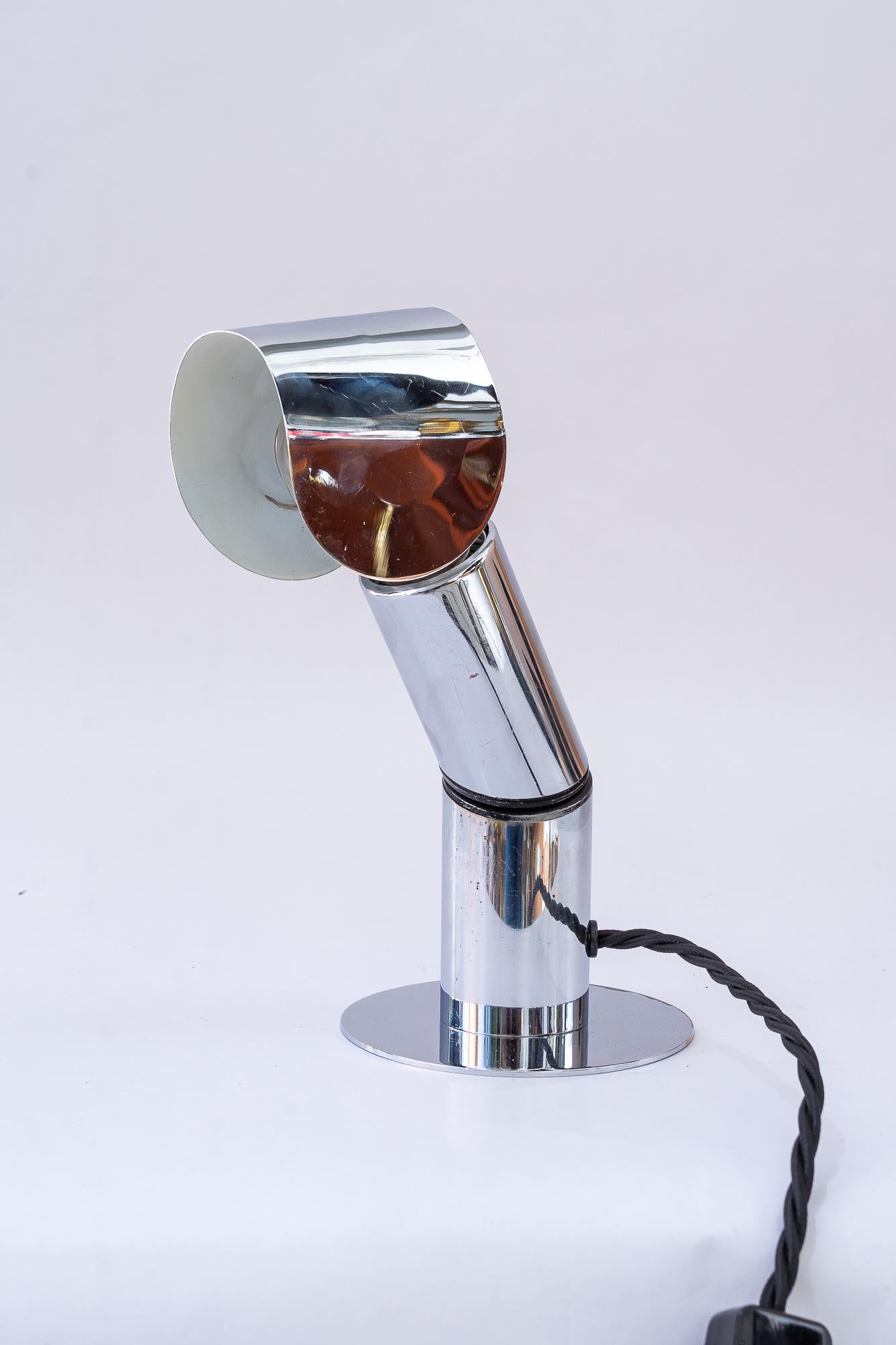 Late 20th Century Adjustable space age nickel wall or table lamp around 1970s For Sale