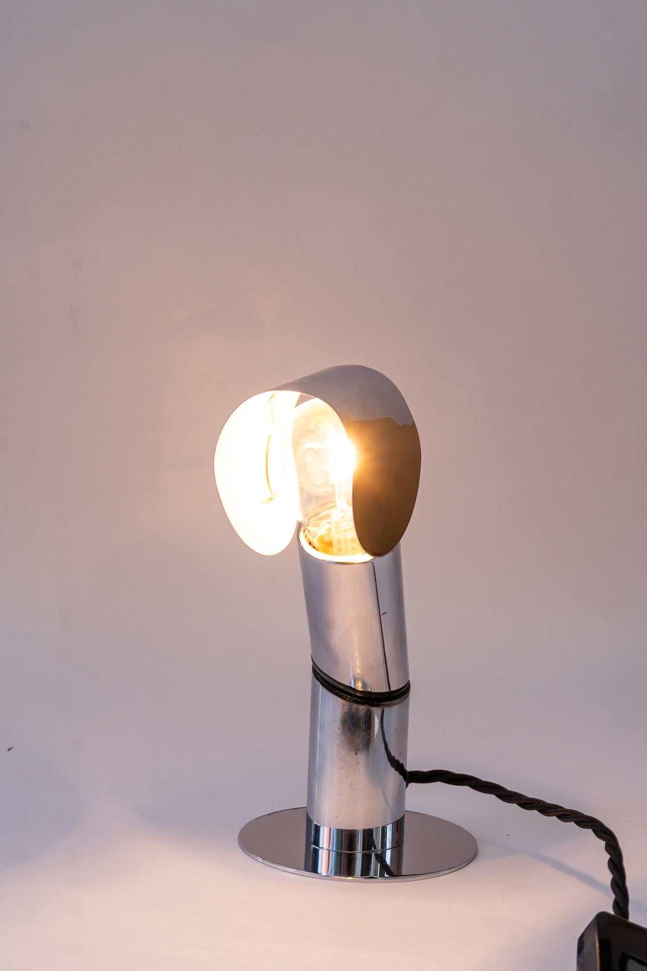 Adjustable space age nickel wall or table lamp around 1970s For Sale 2