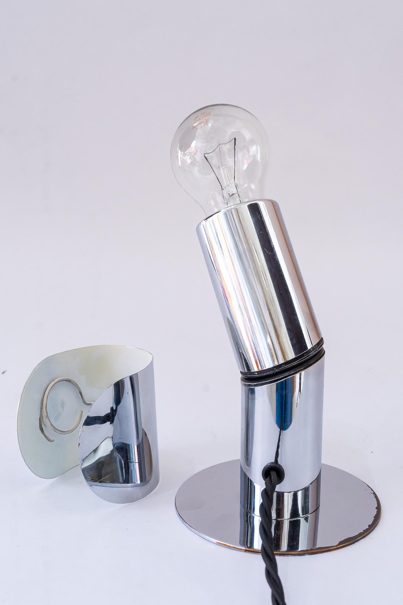 Adjustable space age nickel wall or table lamp around 1970s For Sale 7