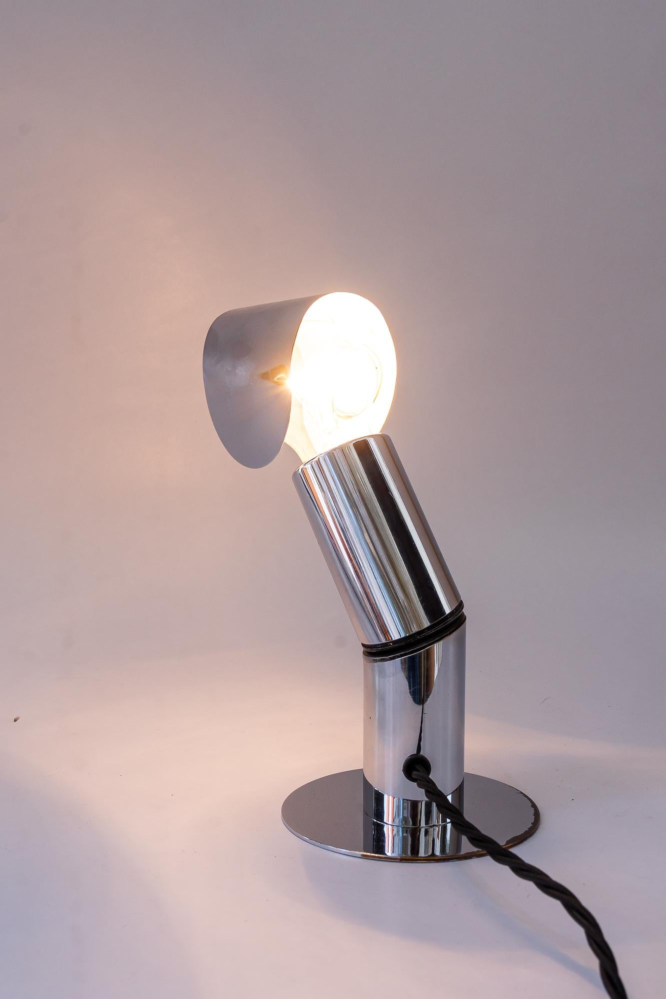 Adjustable space age nickel wall or table lamp around 1970s For Sale 1