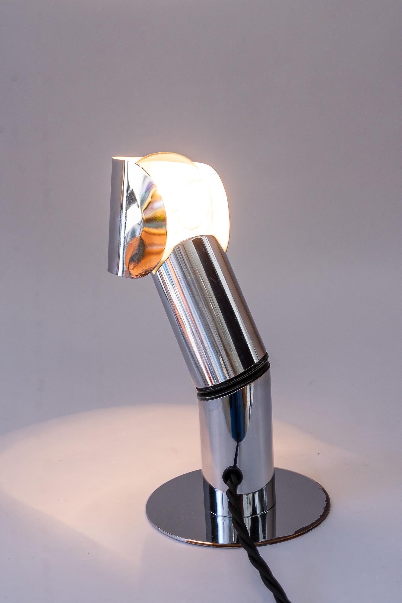 Adjustable space age nickel wall or table lamp around 1970s For Sale 6