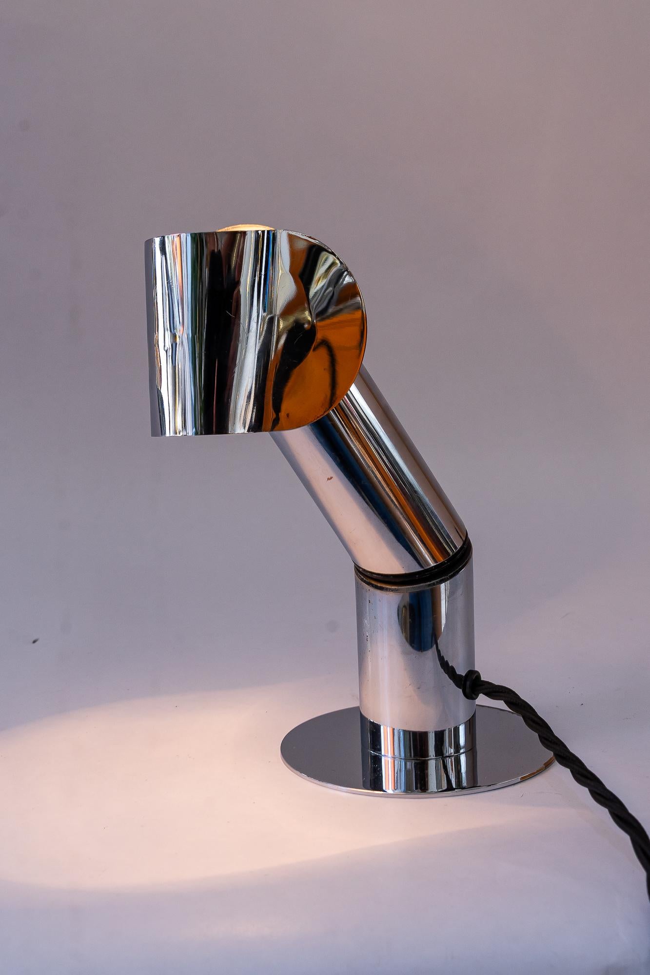 Adjustable space age nickel wall or table lamp around 1970s For Sale 5