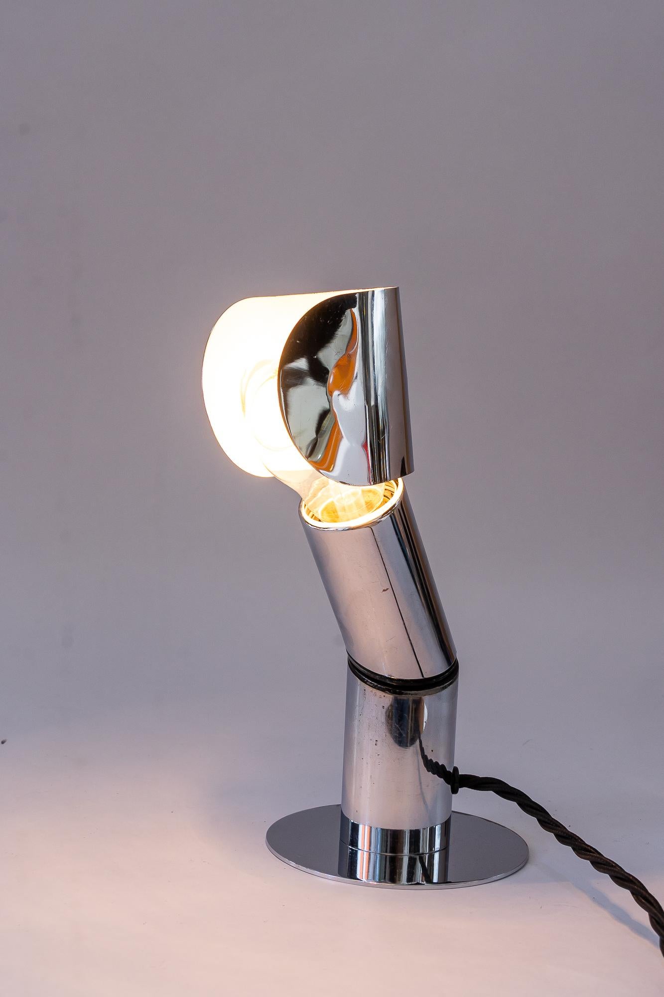 Adjustable space age nickel wall or table lamp around 1970s For Sale 4