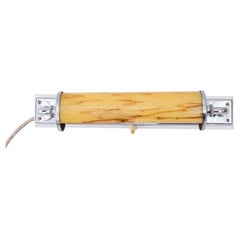 Art Deco Wandlampe mit schwenkbarem Glas und Holzplatte um 1920s