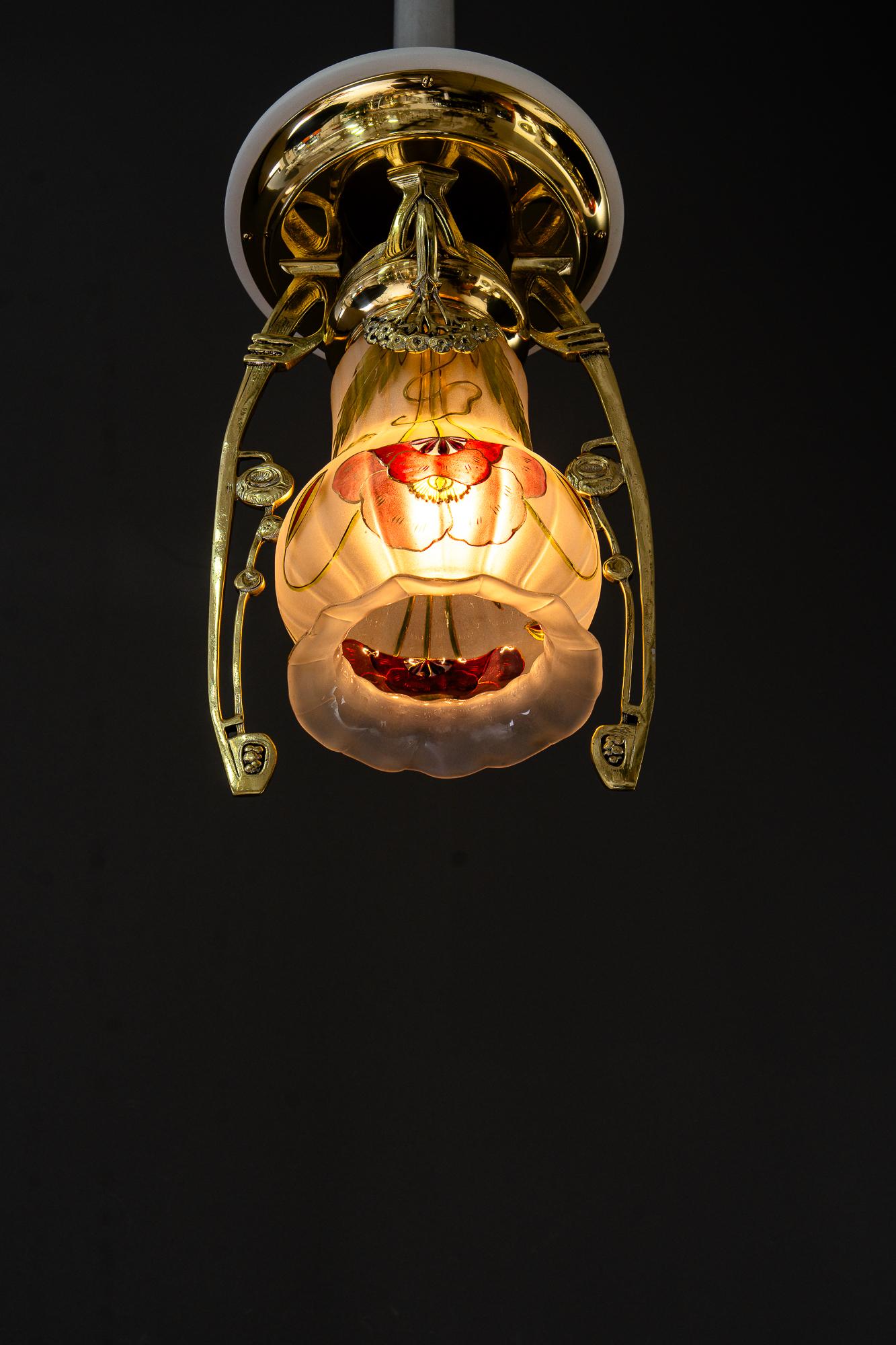 Lampada da soffitto Jugendstil con paralume originale dipinto a mano vienna 1908 circa in vendita 5